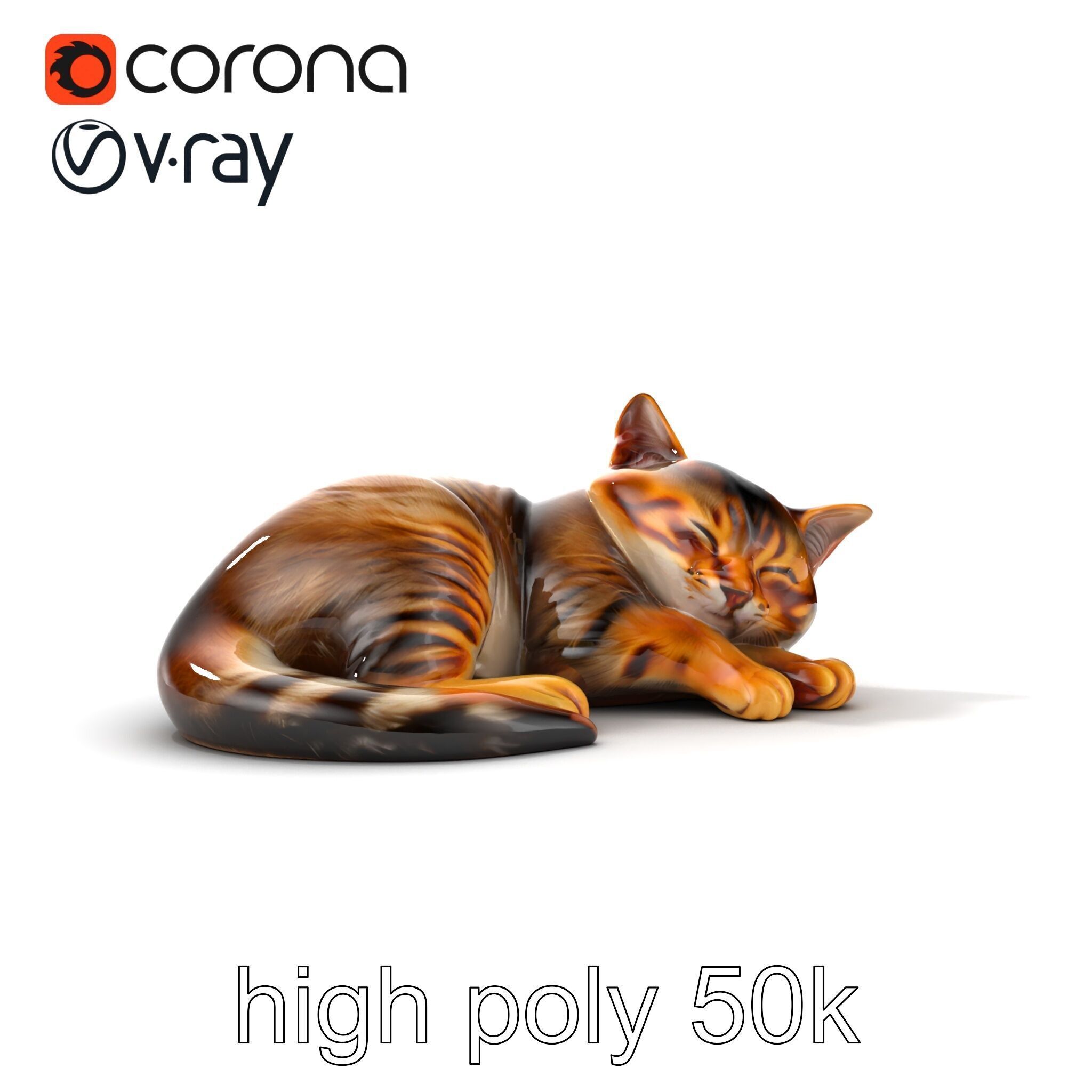 Sleeping Cat Sculpture model pack Low-poly 3D model_14