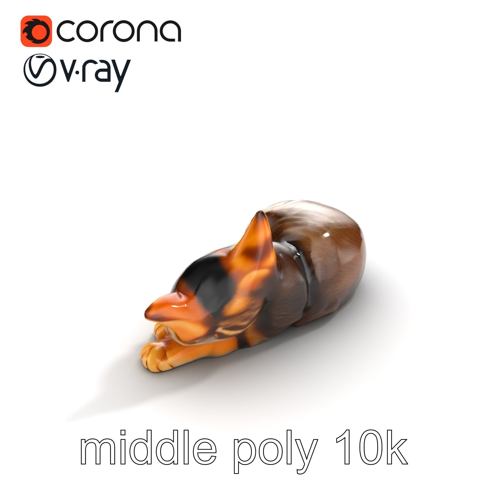 Sleeping Cat Sculpture model pack Low-poly 3D model_8