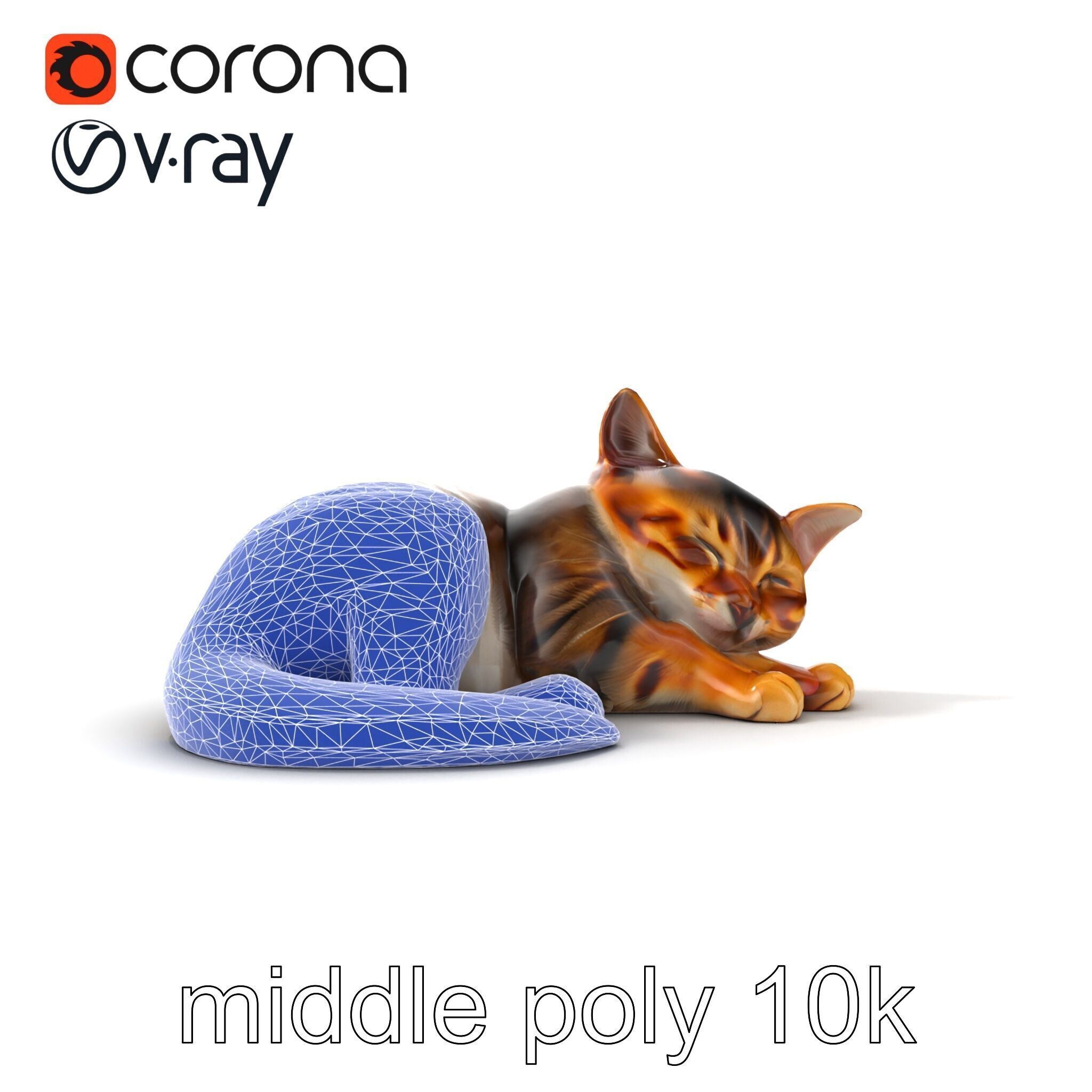 Sleeping Cat Sculpture model pack Low-poly 3D model_26