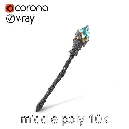 Dark Ancient Scepter with Ethereal Gem model pack Low-poly 3D model
