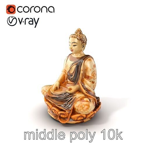 Buddha Statuette Meditative Sculpture model pack Low-poly 3D model