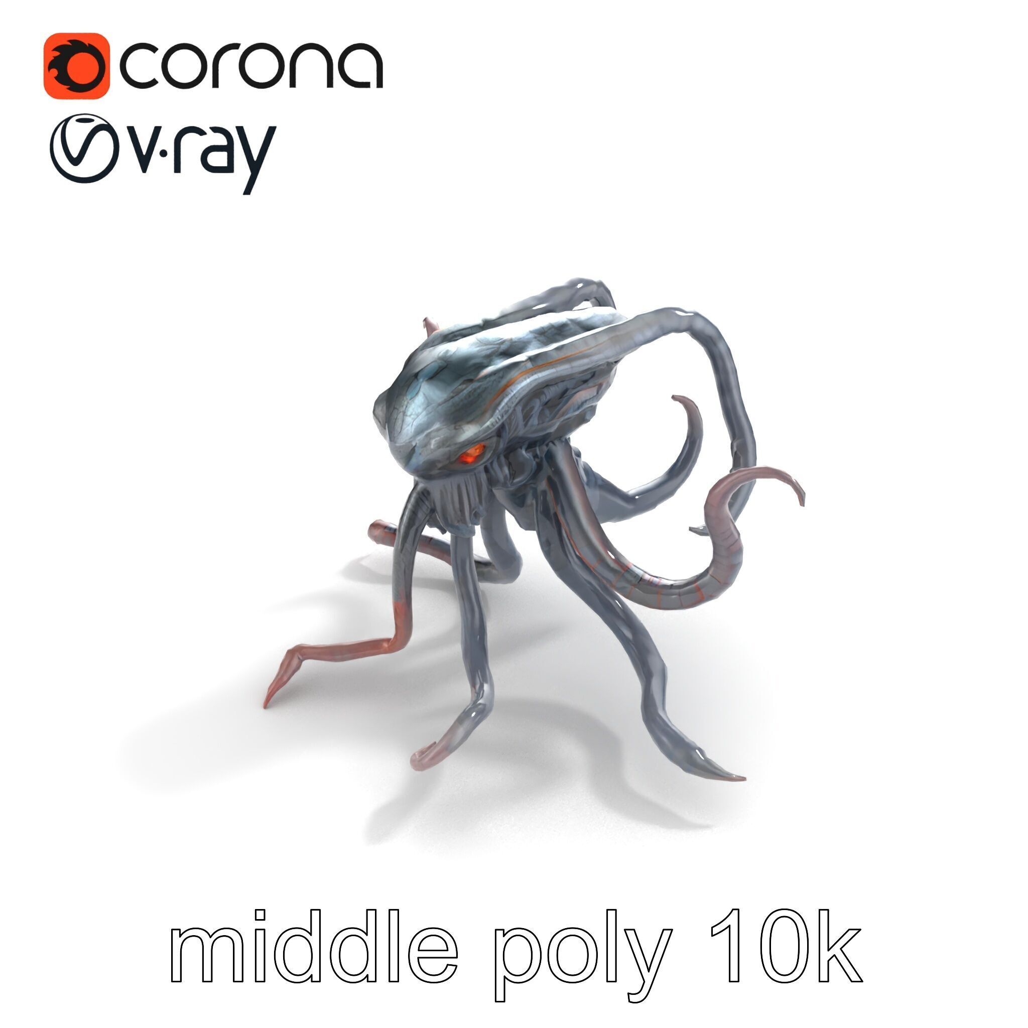 Eldritch Tentacled Entity with Glowing Eyes model pack Low-poly 3D model_8