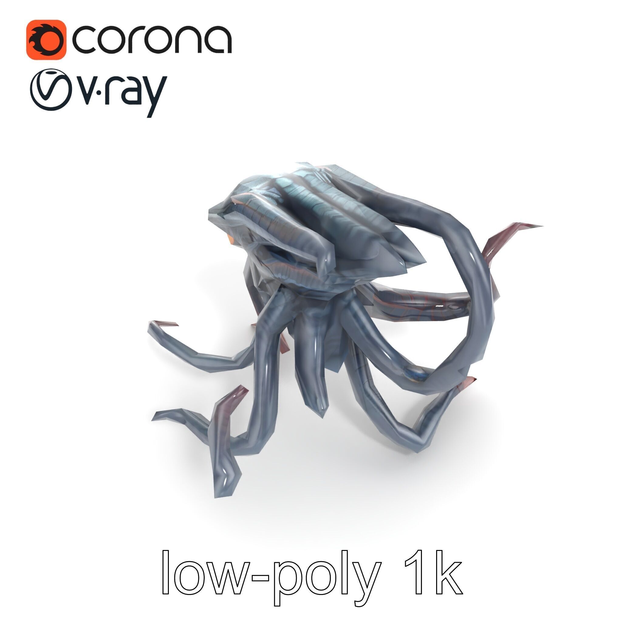 Eldritch Tentacled Entity with Glowing Eyes model pack Low-poly 3D model_15
