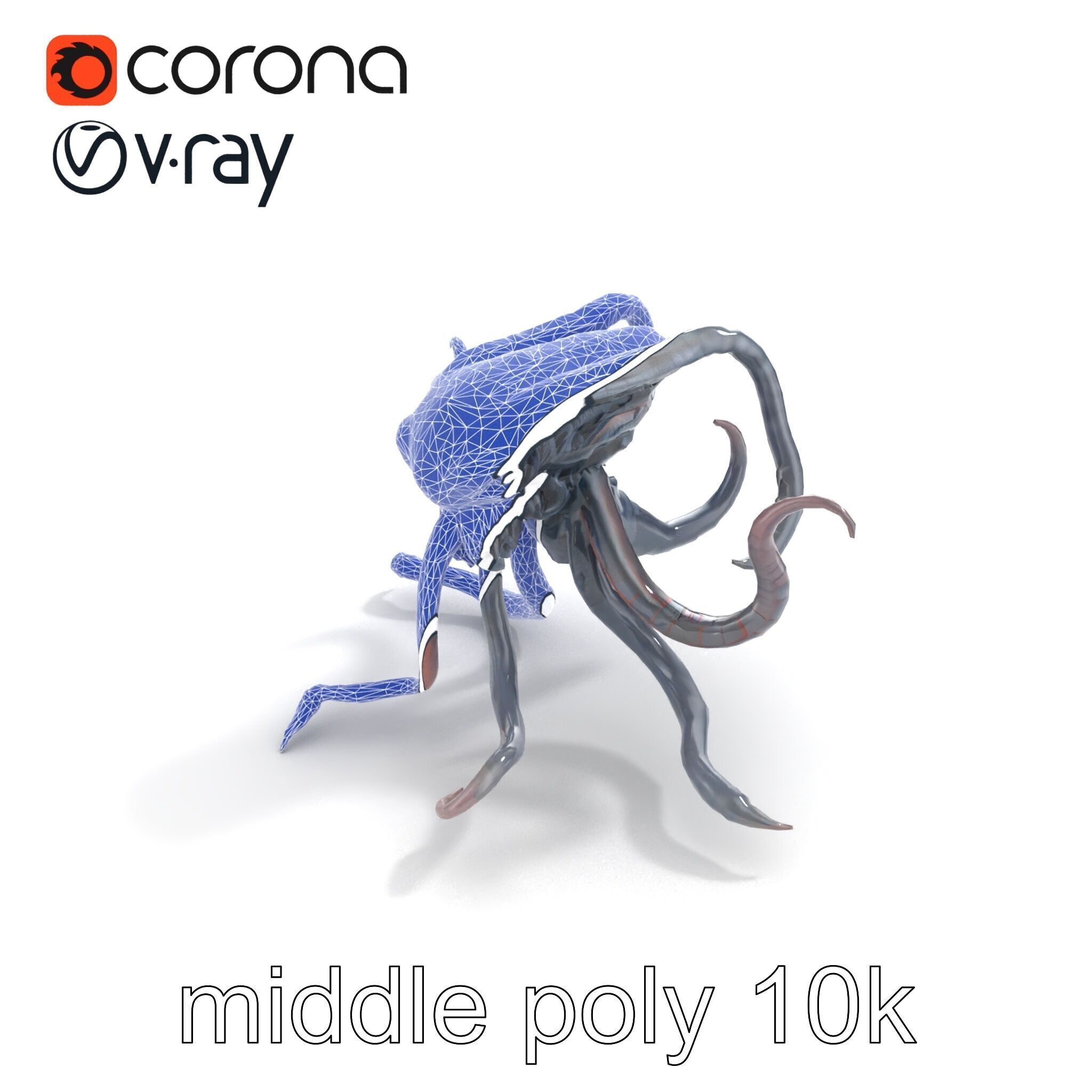 Eldritch Tentacled Entity with Glowing Eyes model pack Low-poly 3D model_11