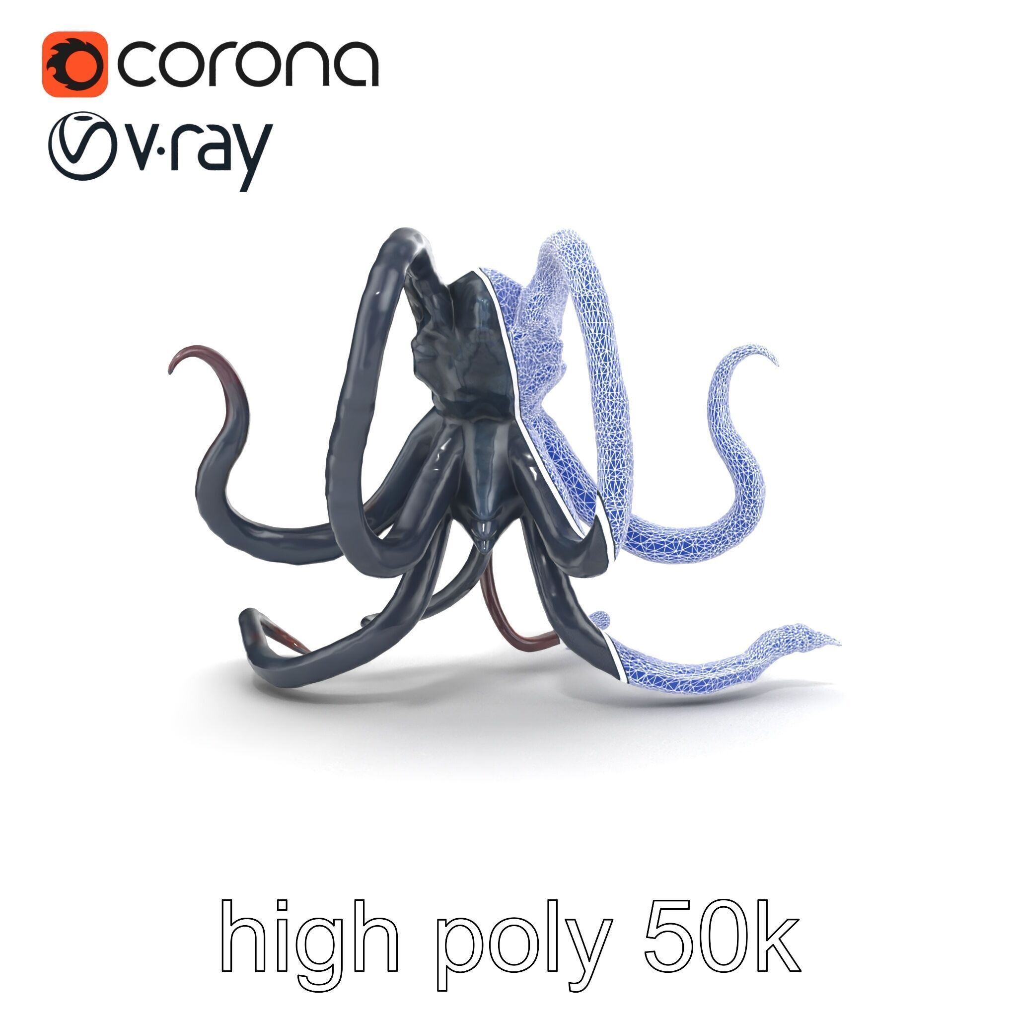 Eldritch Tentacled Entity with Glowing Eyes model pack Low-poly 3D model_24