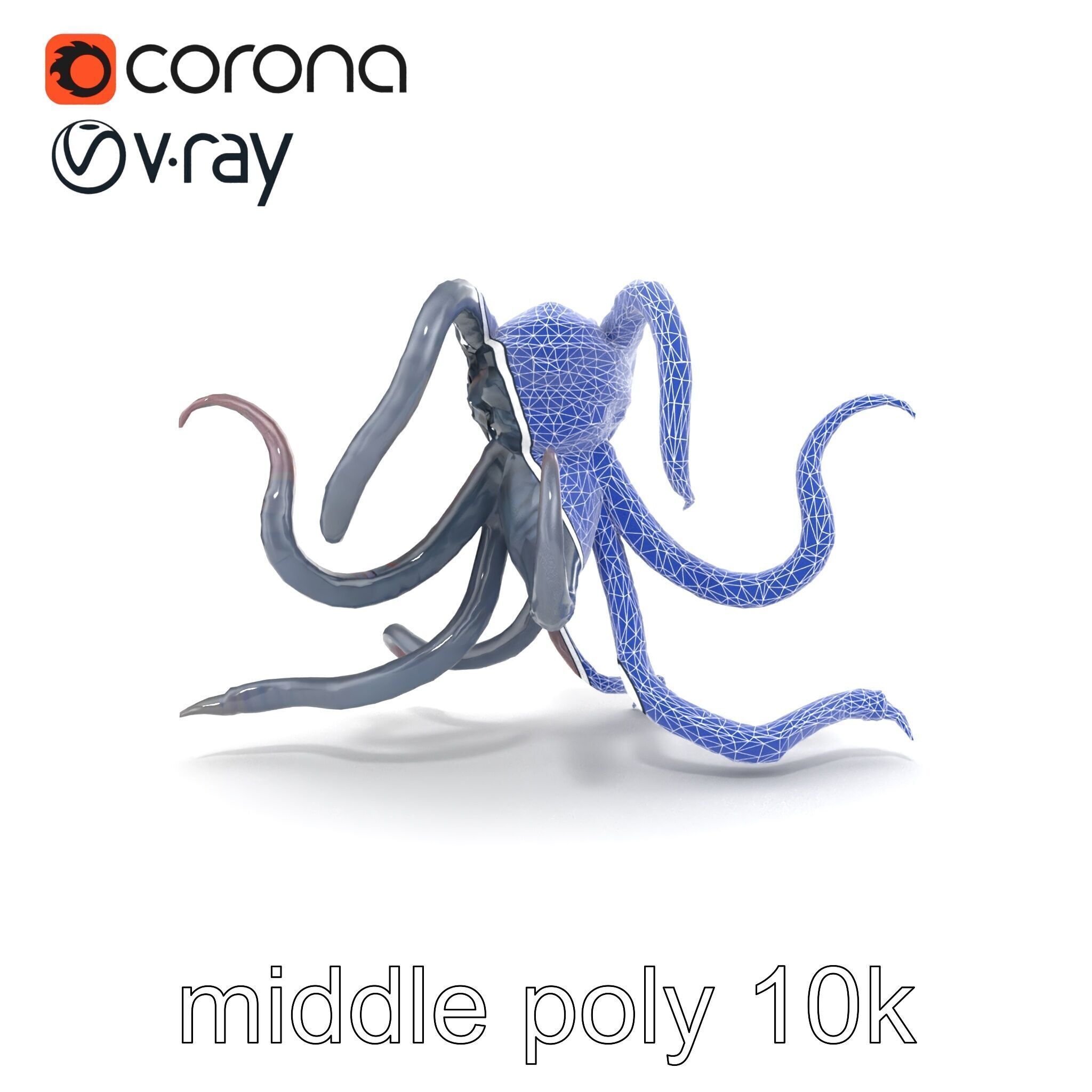 Eldritch Tentacled Entity with Glowing Eyes model pack Low-poly 3D model_20