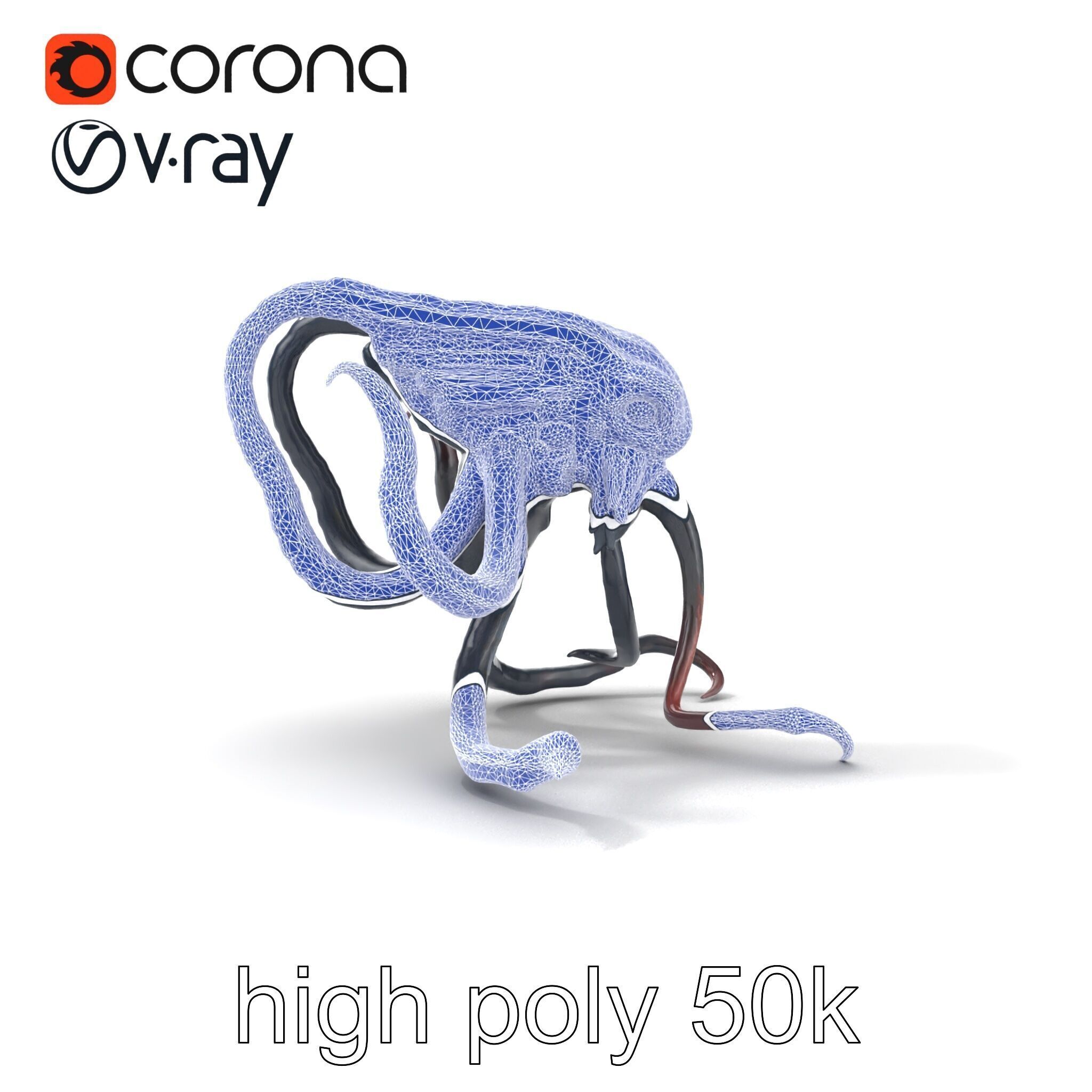 Eldritch Tentacled Entity with Glowing Eyes model pack Low-poly 3D model_31