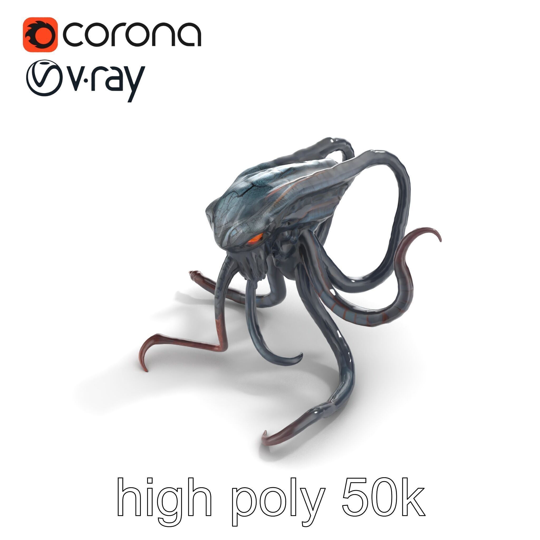 Eldritch Tentacled Entity with Glowing Eyes model pack Low-poly 3D model_12