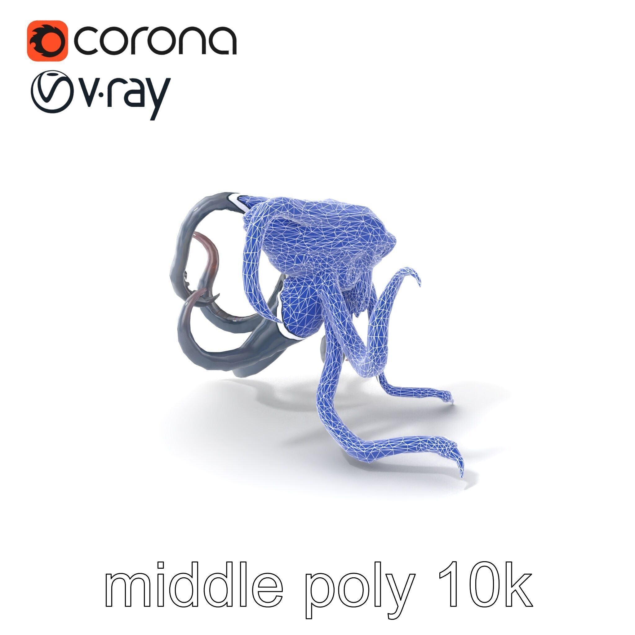 Eldritch Tentacled Entity with Glowing Eyes model pack Low-poly 3D model_6