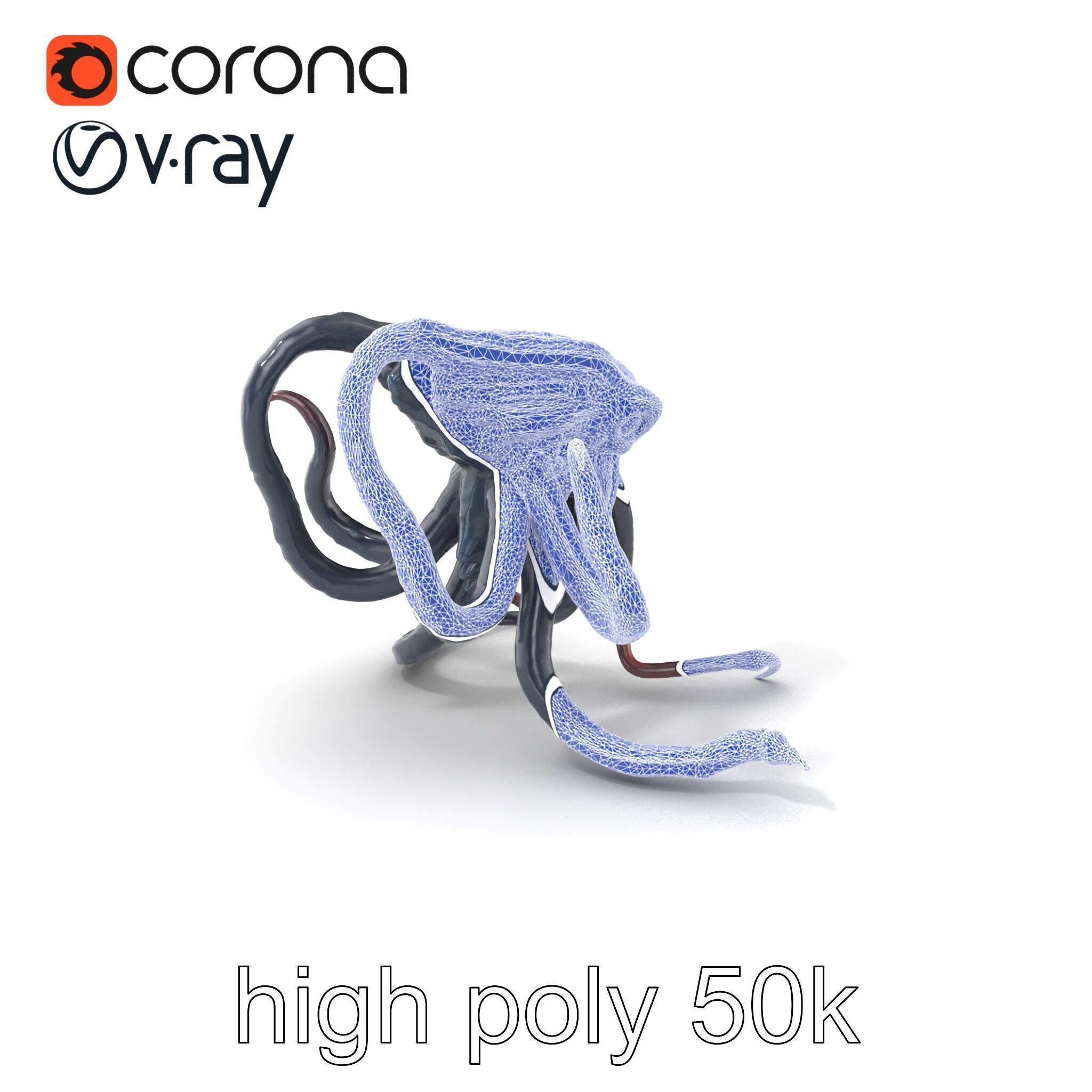 Eldritch Tentacled Entity with Glowing Eyes model pack Low-poly 3D model_10