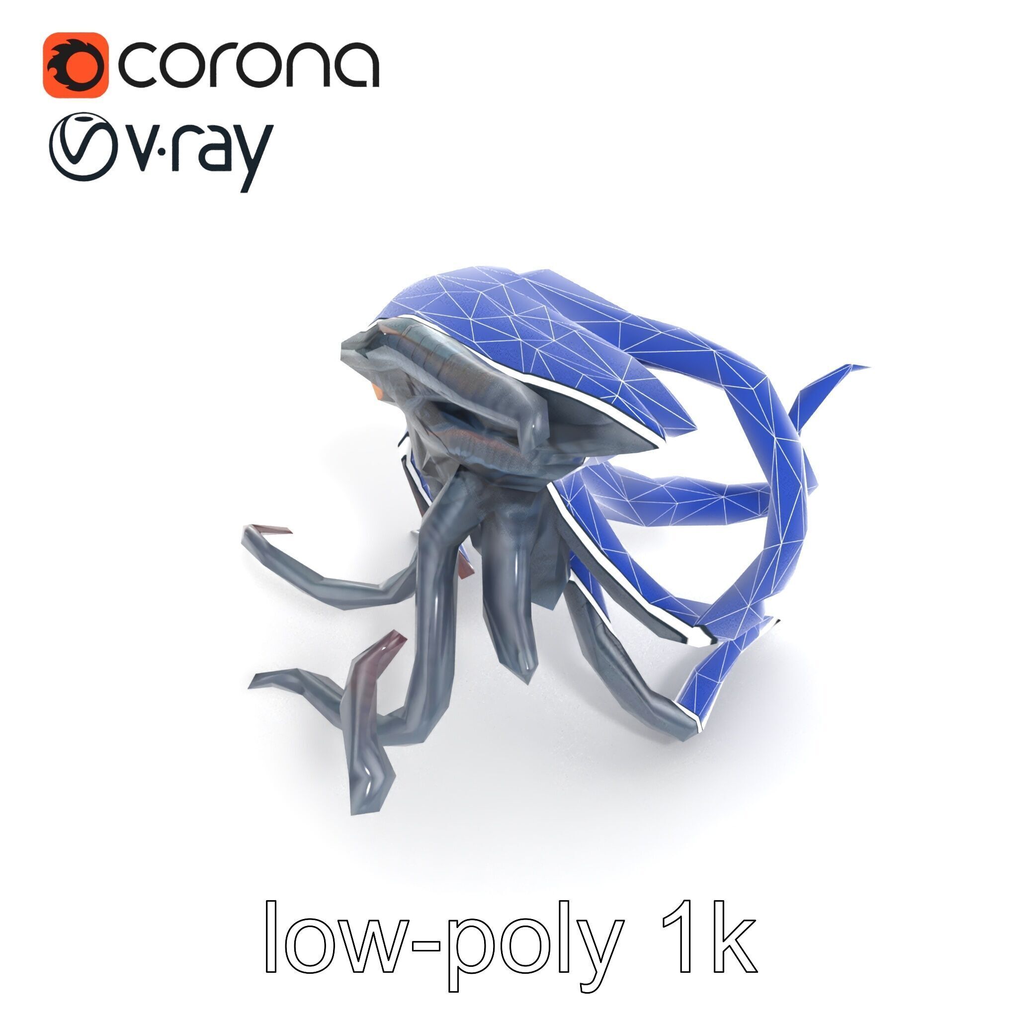 Eldritch Tentacled Entity with Glowing Eyes model pack Low-poly 3D model_16