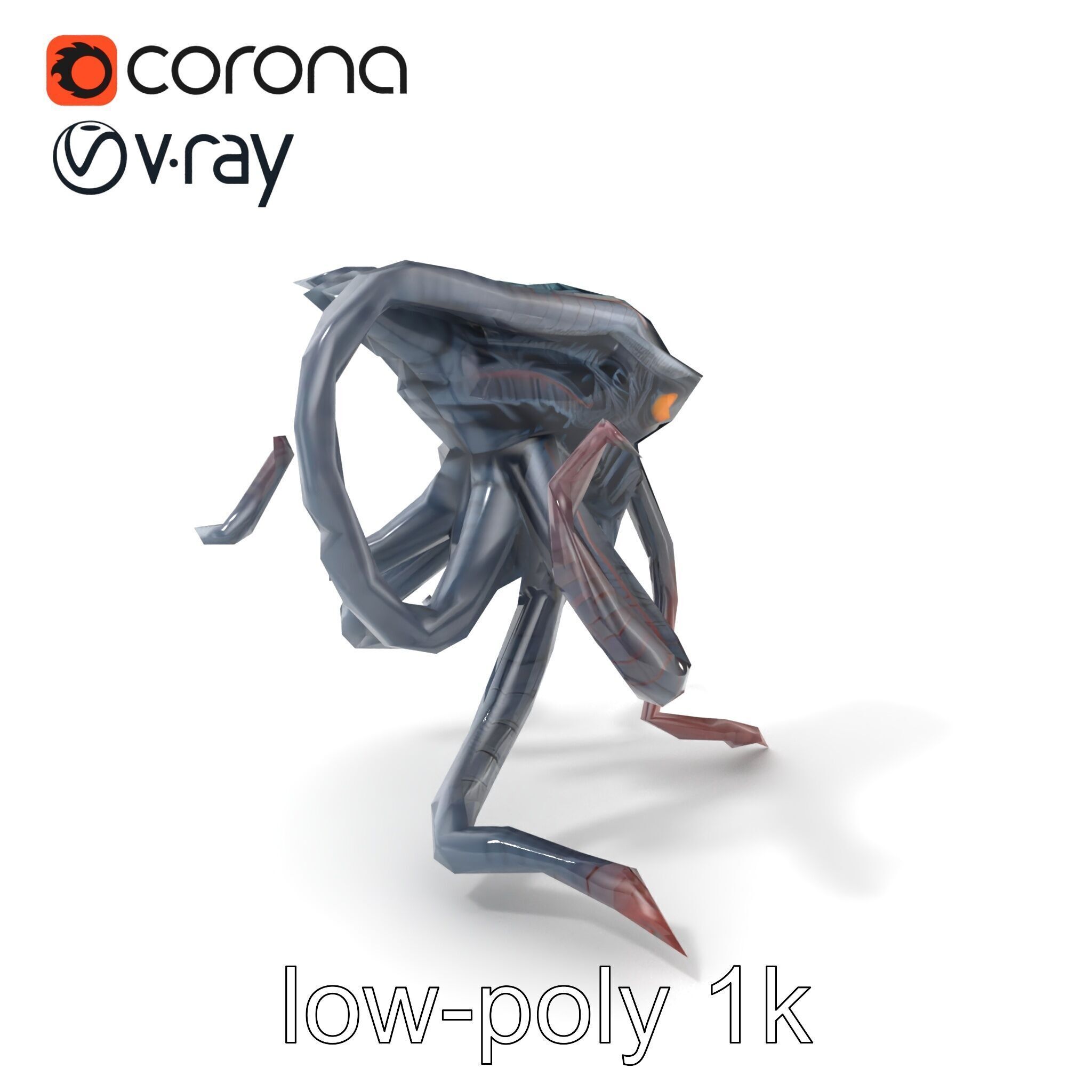 Eldritch Tentacled Entity with Glowing Eyes model pack Low-poly 3D model_5