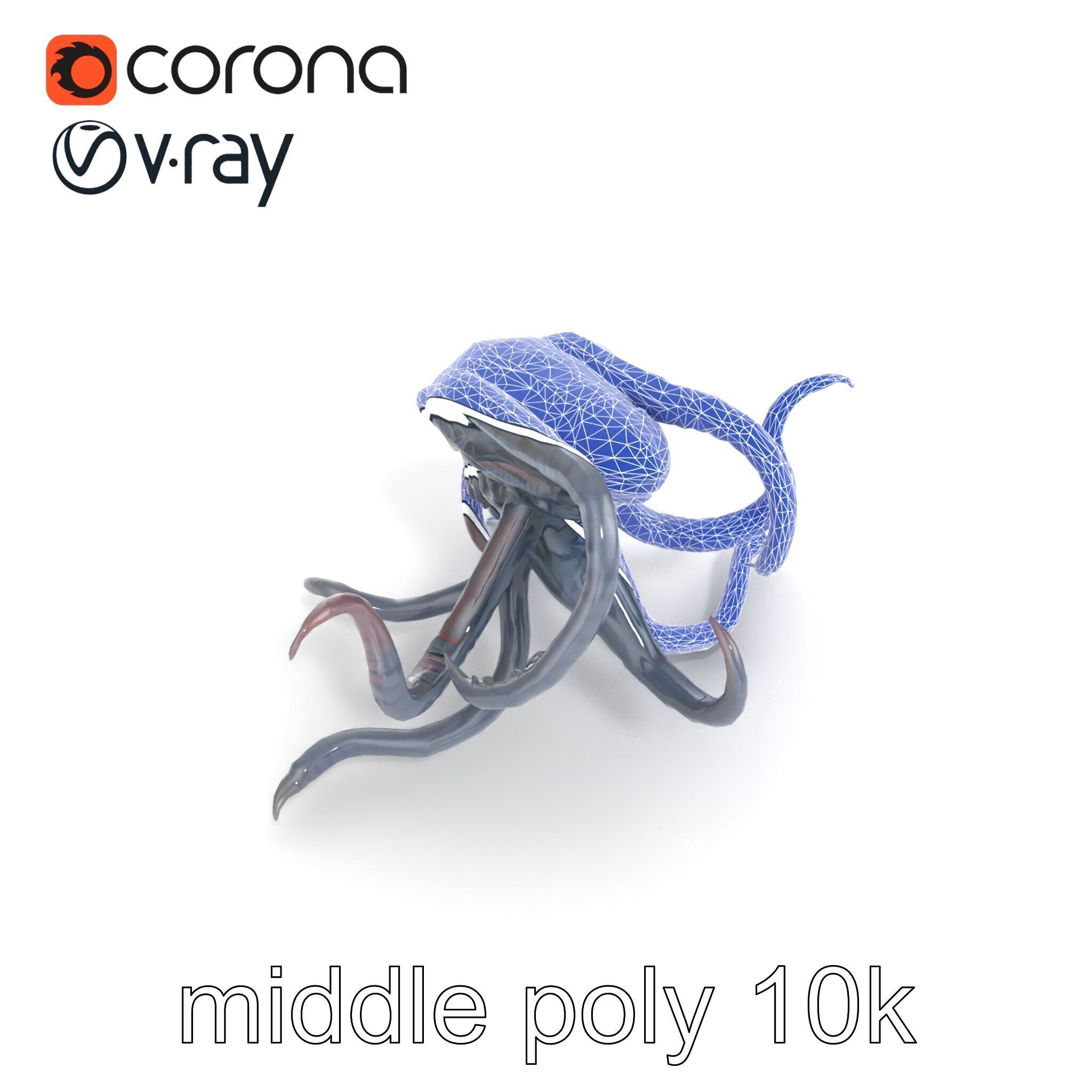 Eldritch Tentacled Entity with Glowing Eyes model pack Low-poly 3D model_27