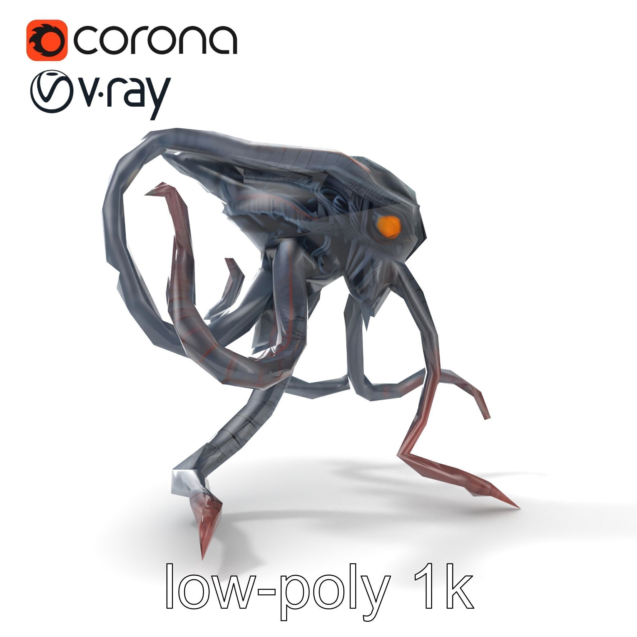 Eldritch Tentacled Entity with Glowing Eyes model pack Low-poly 3D model_21