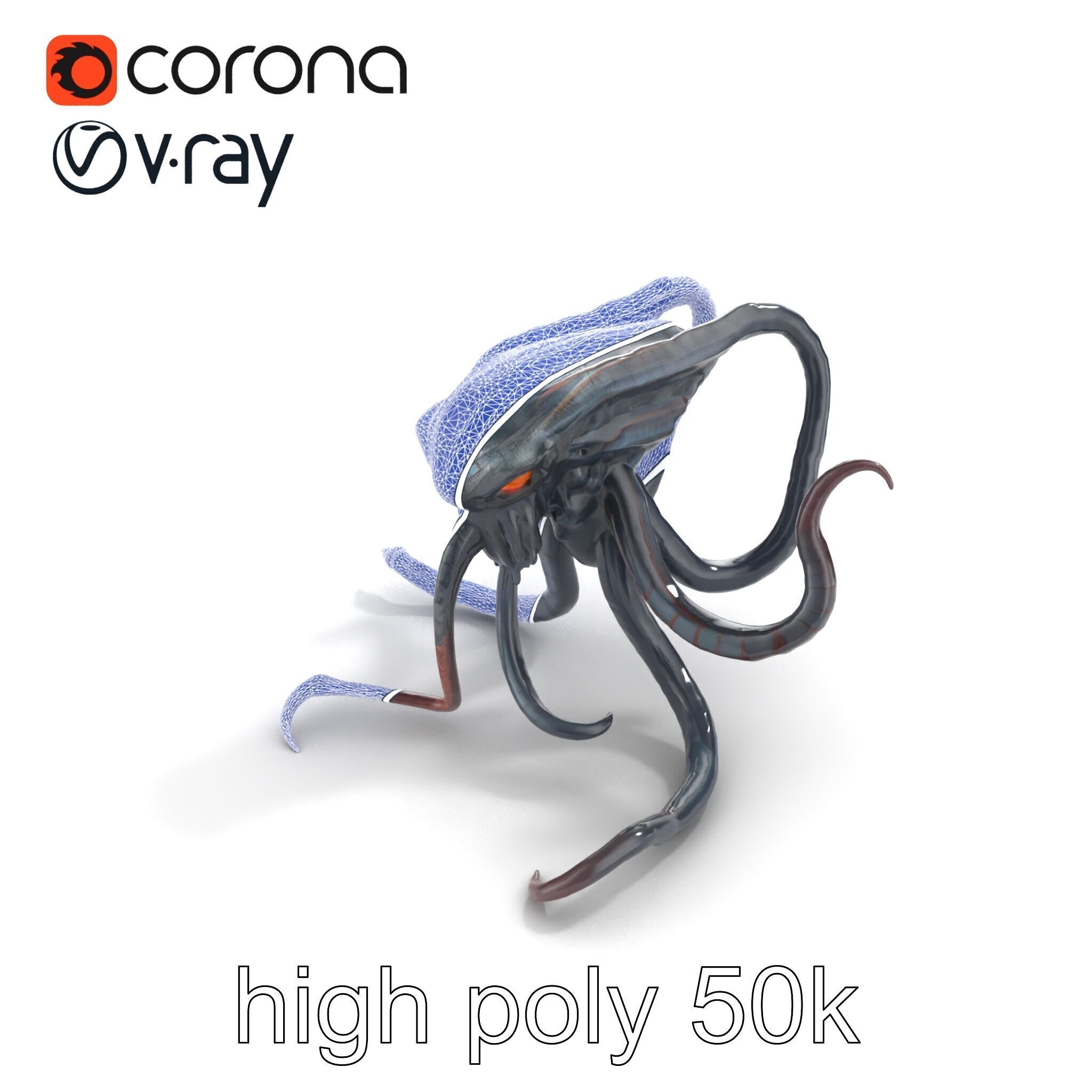 Eldritch Tentacled Entity with Glowing Eyes model pack Low-poly 3D model_32