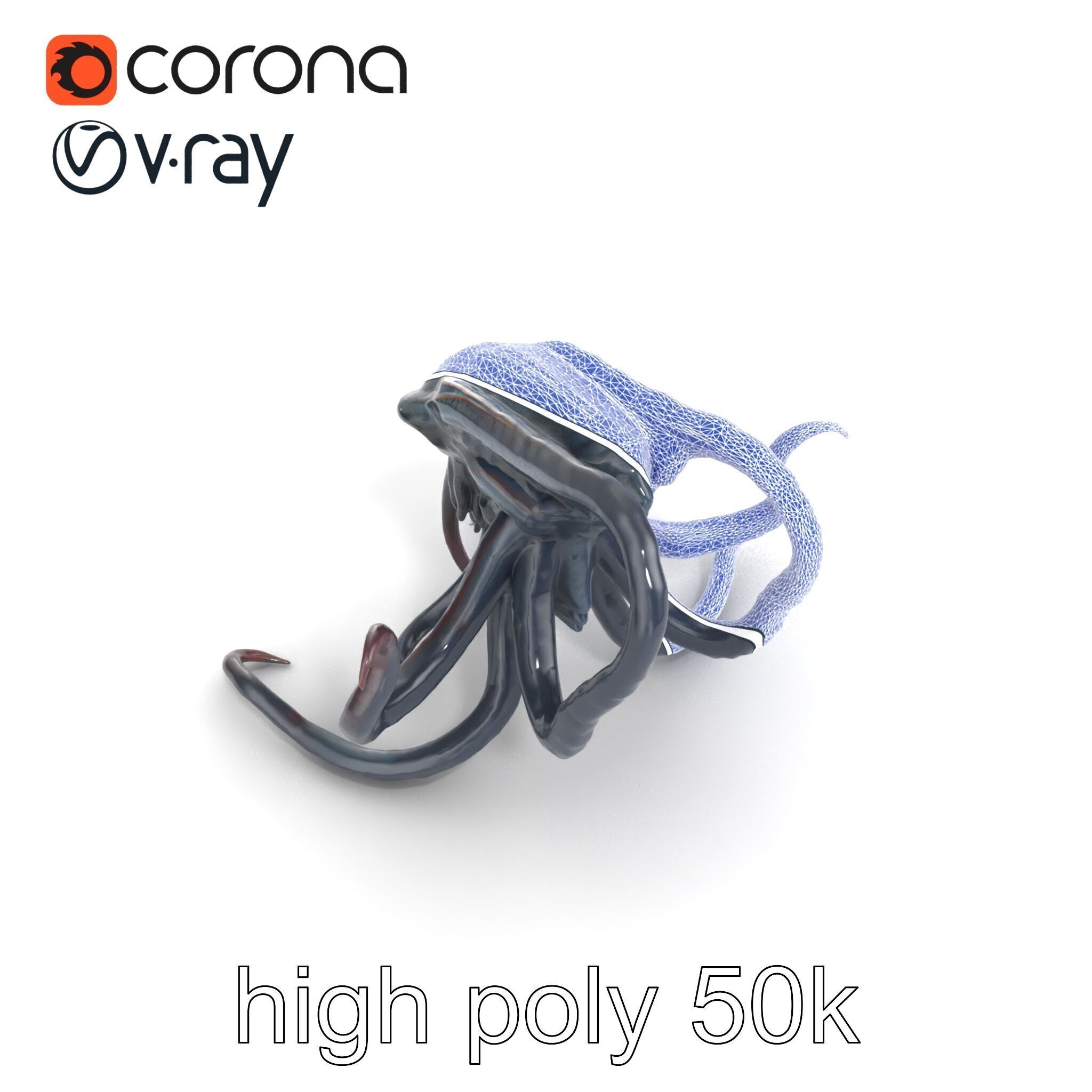 Eldritch Tentacled Entity with Glowing Eyes model pack Low-poly 3D model_26