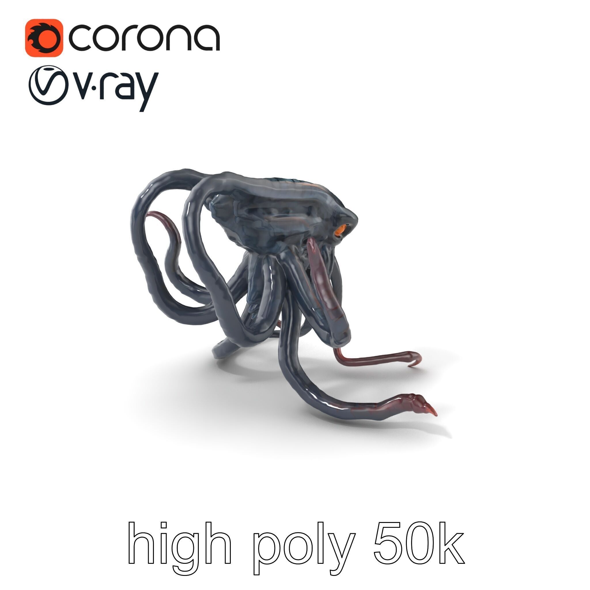 Eldritch Tentacled Entity with Glowing Eyes model pack Low-poly 3D model_2