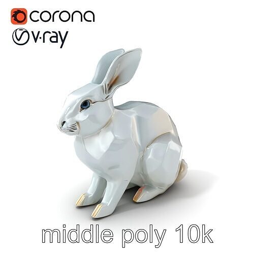 Polygonal Hare with Silver Accents model pack Low-poly 3D model