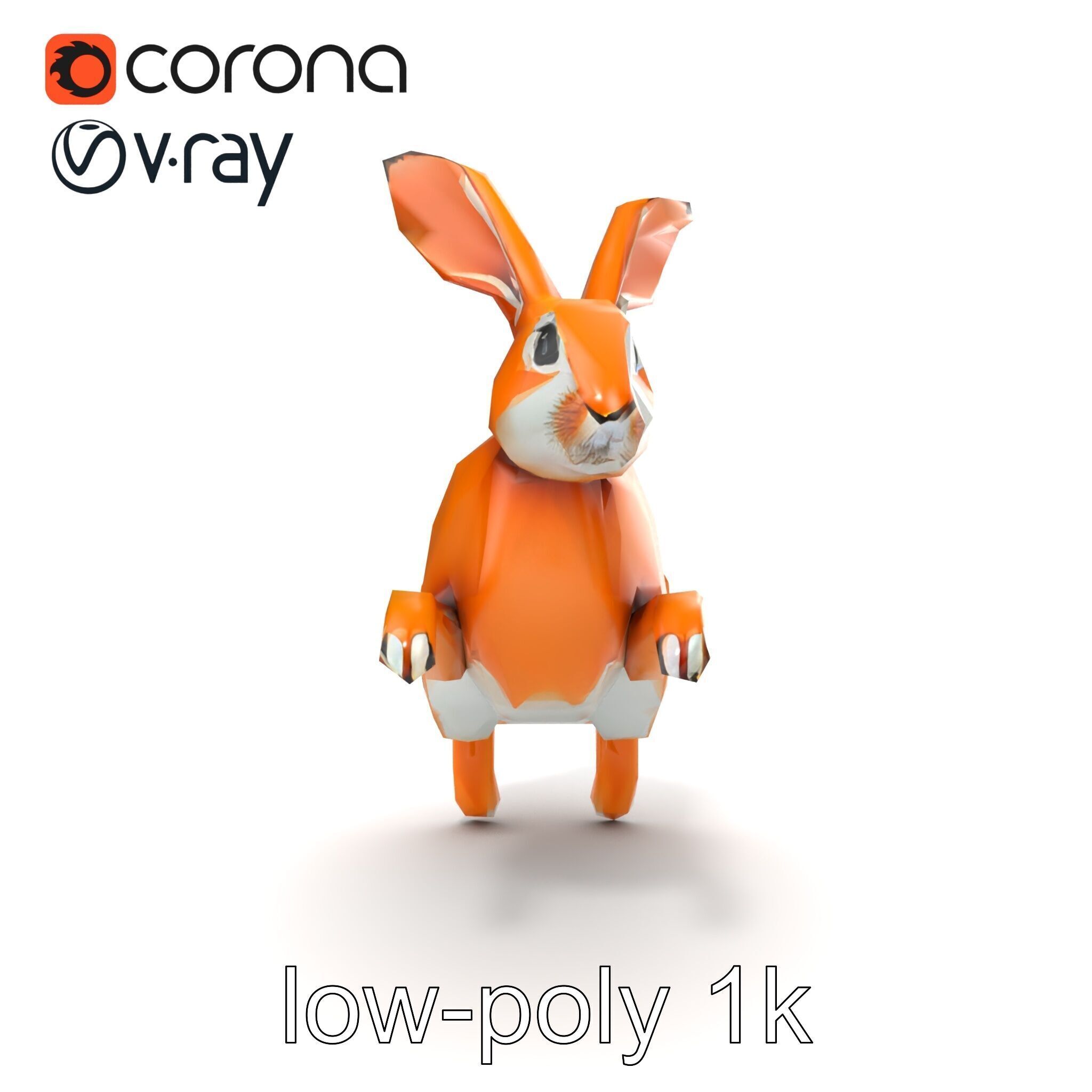 Dynamic Polygonal Hare Sculpture model pack Low-poly 3D model_15