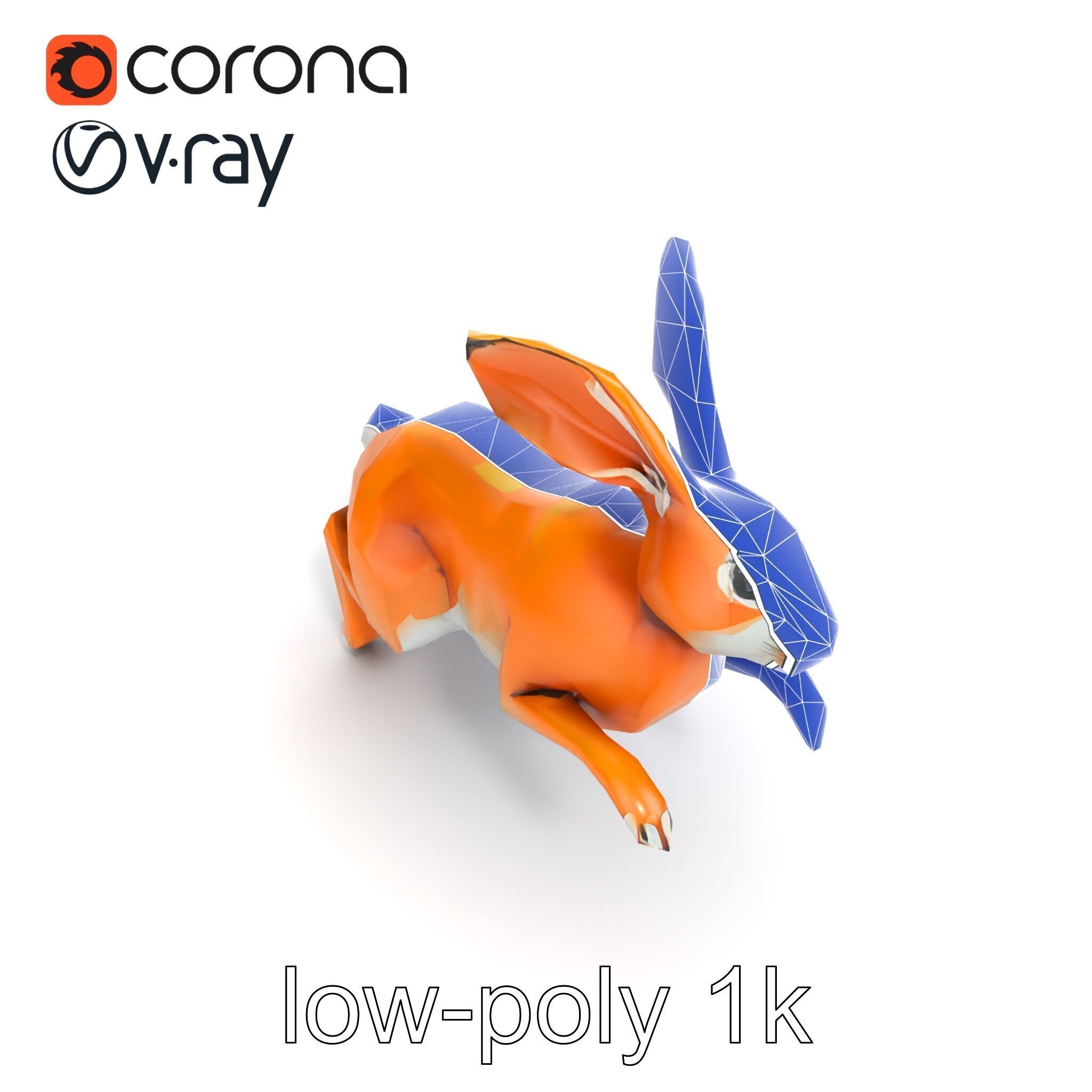 Dynamic Polygonal Hare Sculpture model pack Low-poly 3D model_30