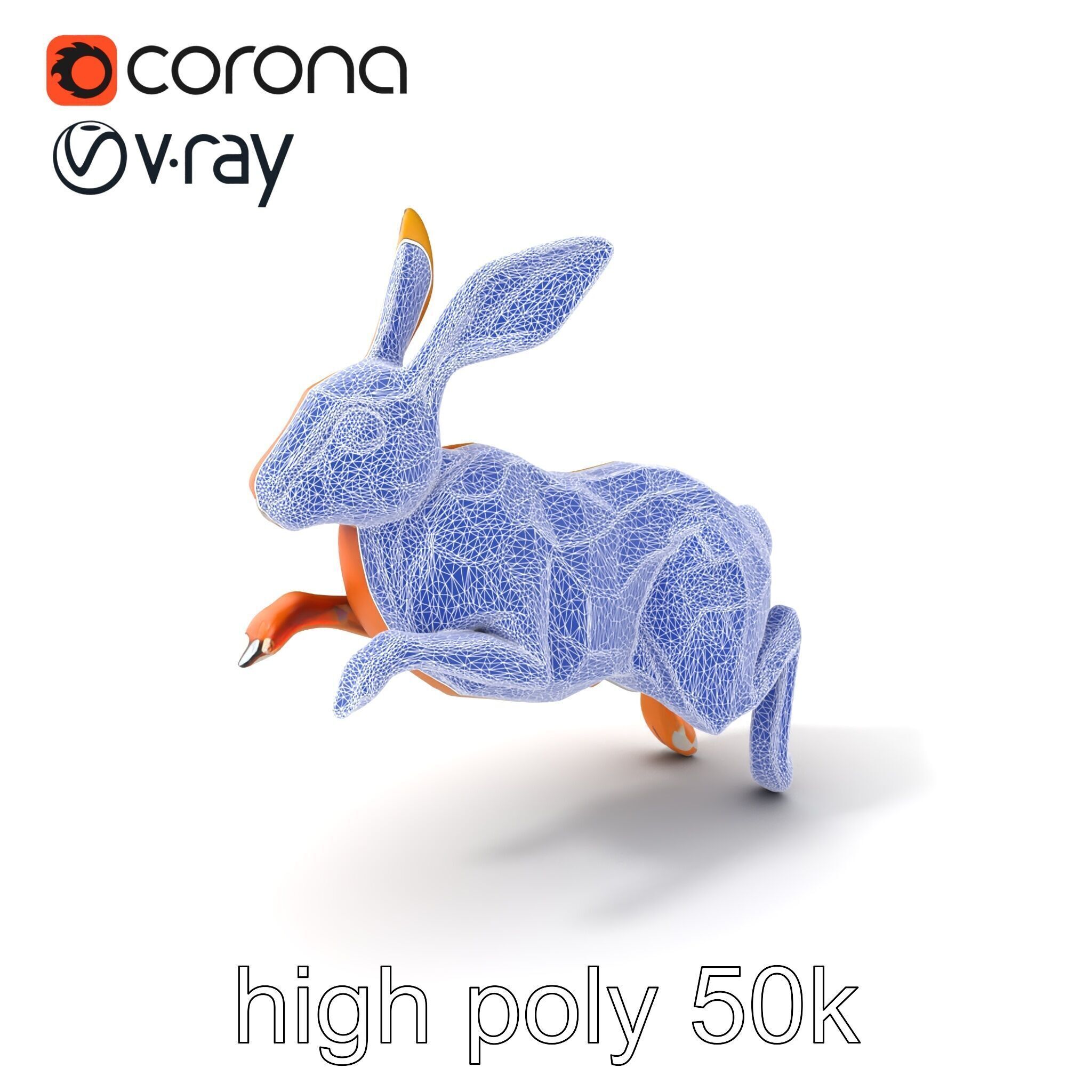 Dynamic Polygonal Hare Sculpture model pack Low-poly 3D model_10