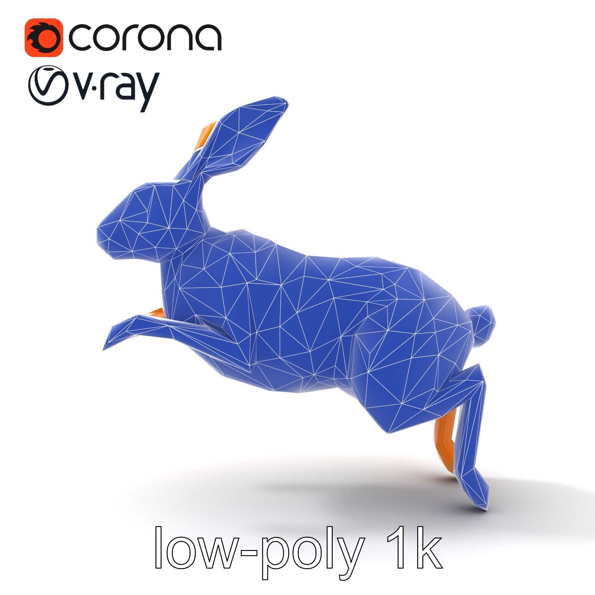 Dynamic Polygonal Hare Sculpture model pack Low-poly 3D model_27