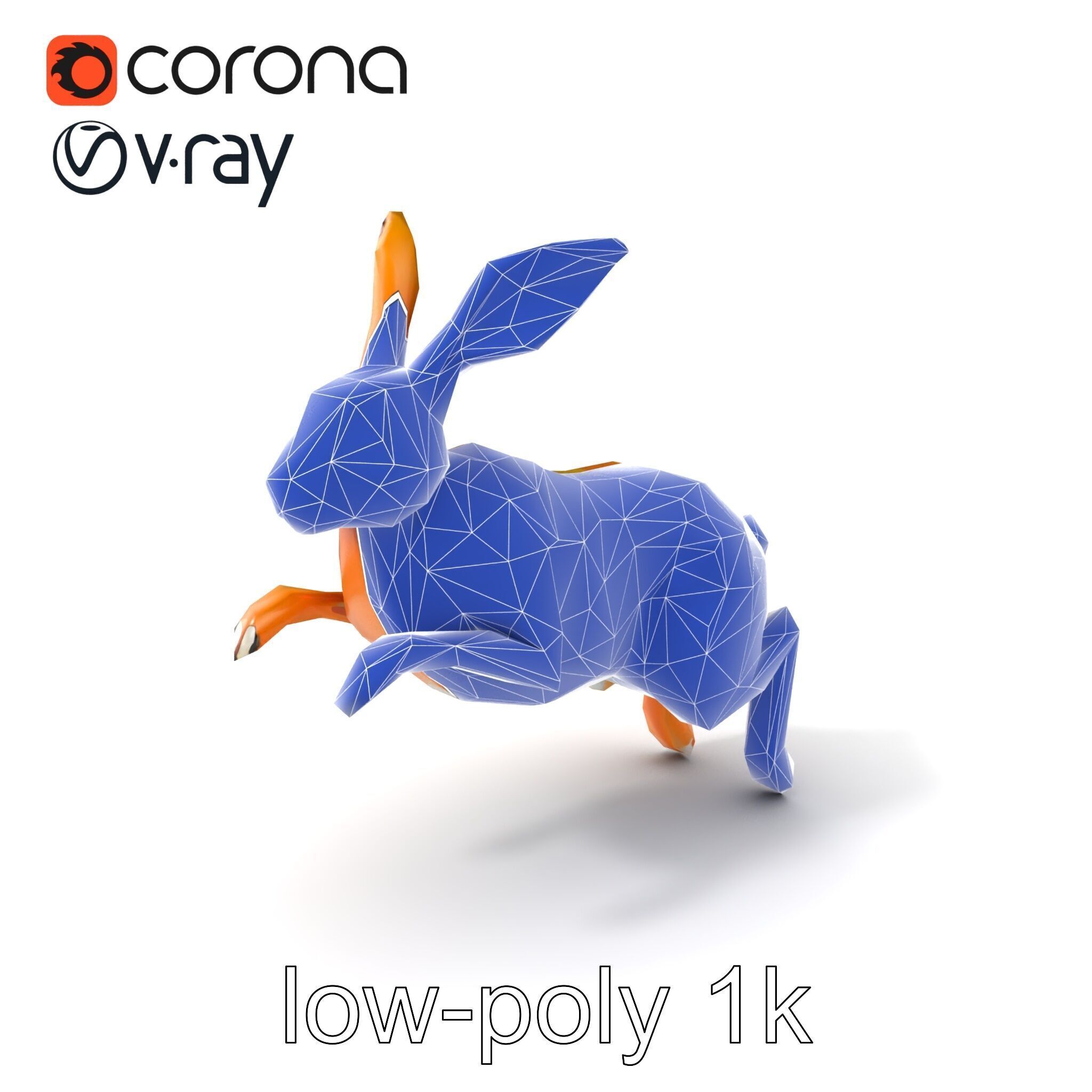 Dynamic Polygonal Hare Sculpture model pack Low-poly 3D model_7
