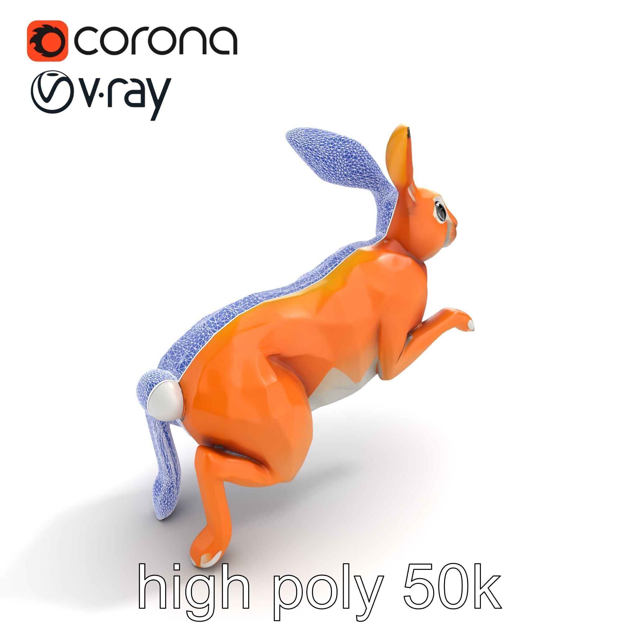 Dynamic Polygonal Hare Sculpture model pack Low-poly 3D model_13