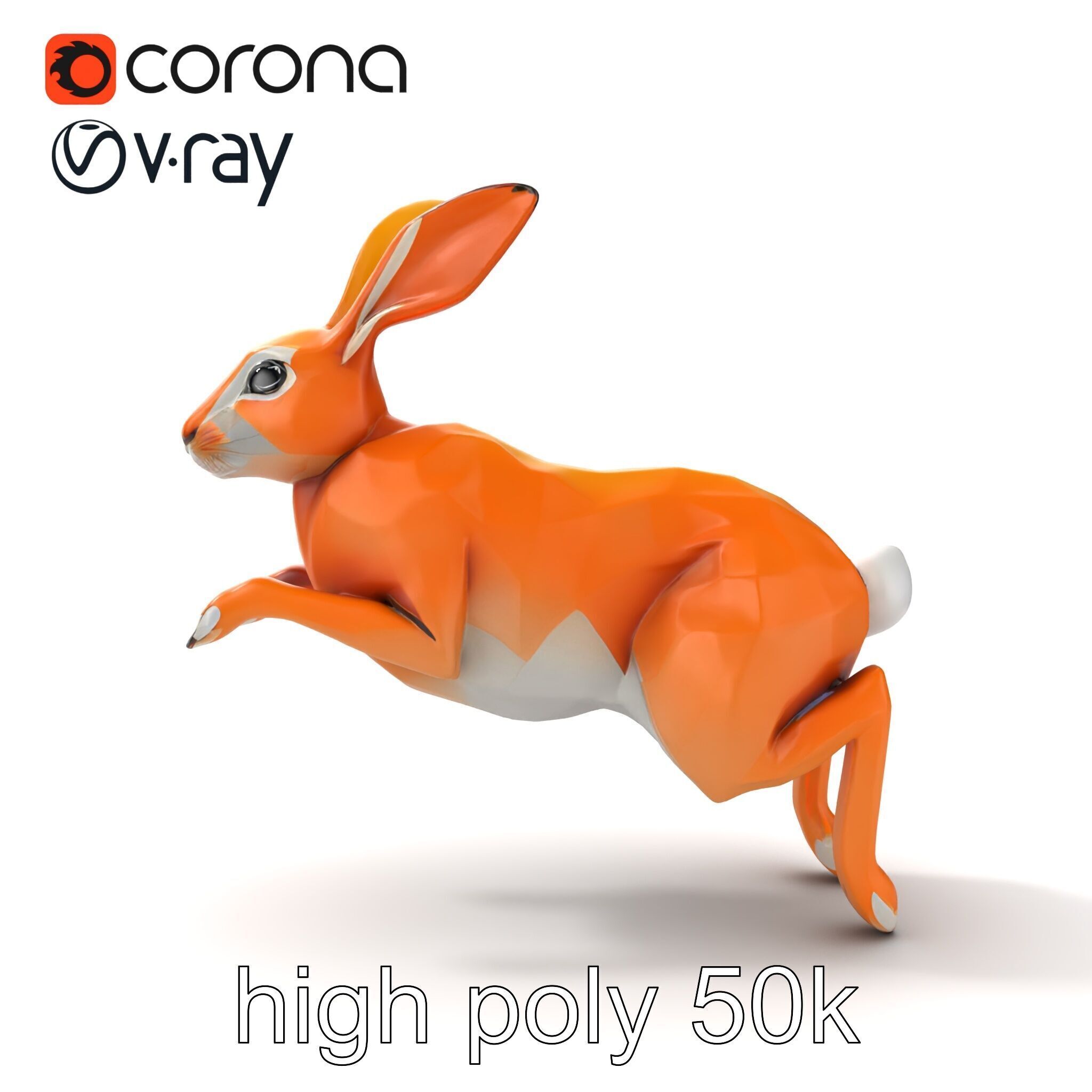 Dynamic Polygonal Hare Sculpture model pack Low-poly 3D model_28
