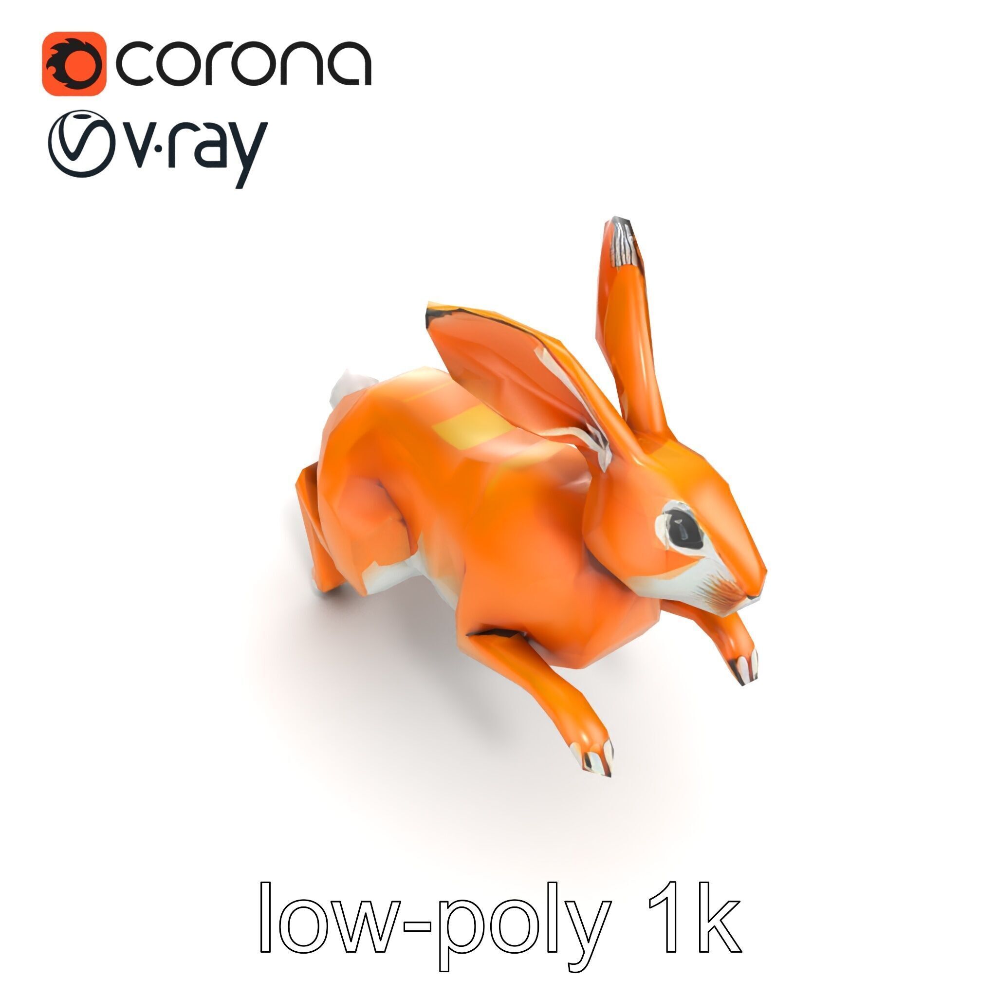 Dynamic Polygonal Hare Sculpture model pack Low-poly 3D model_22