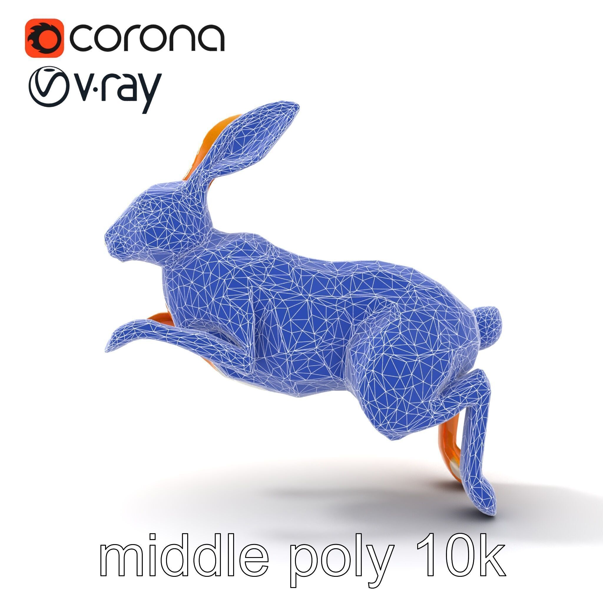 Dynamic Polygonal Hare Sculpture model pack Low-poly 3D model_32