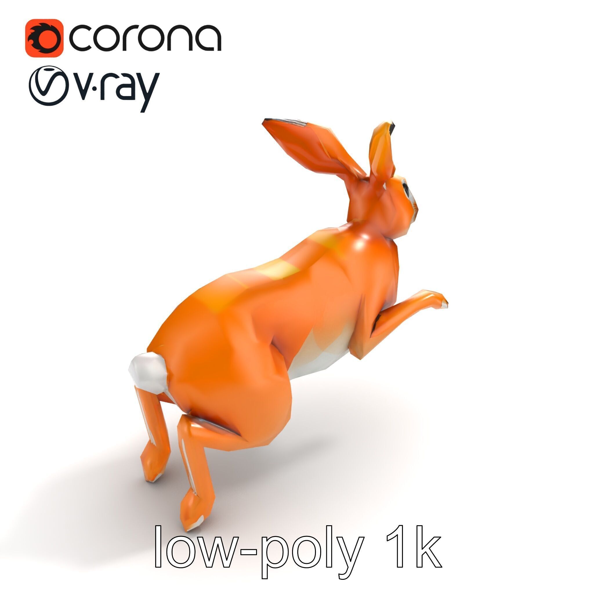 Dynamic Polygonal Hare Sculpture model pack Low-poly 3D model_9