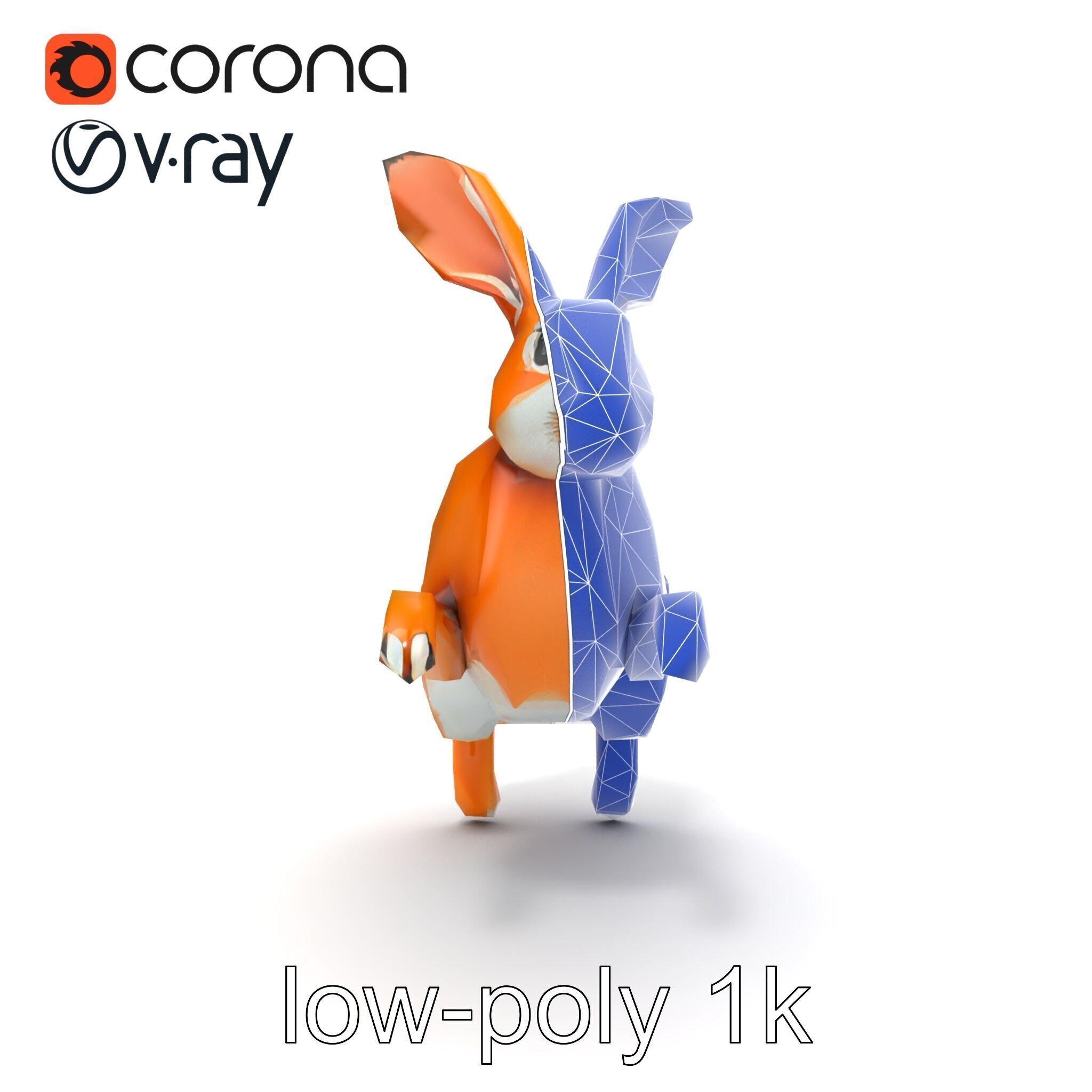Dynamic Polygonal Hare Sculpture model pack Low-poly 3D model_20