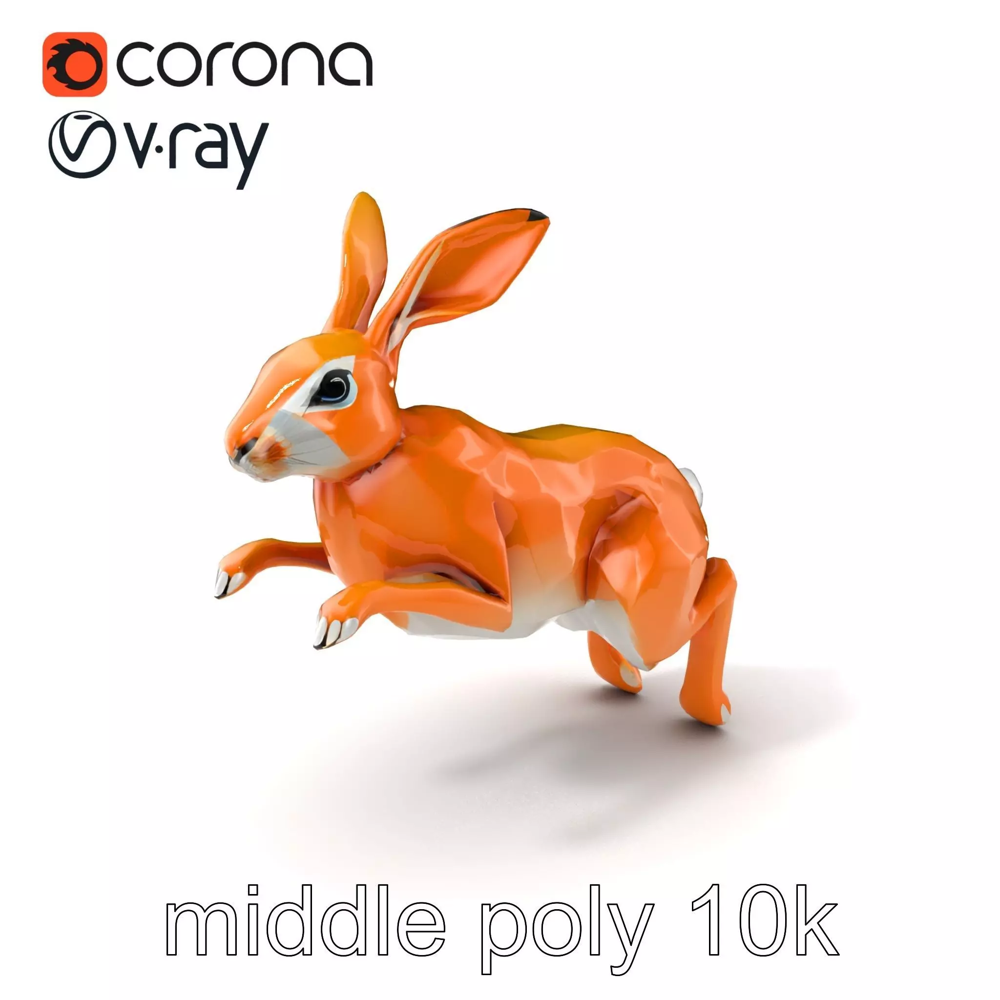 Dynamic Polygonal Hare Sculpture model pack Low-poly 3D model_0
