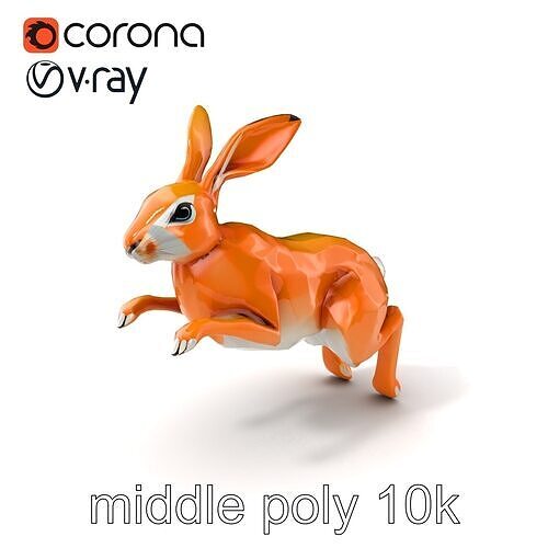 Dynamic Polygonal Hare Sculpture model pack Low-poly 3D model