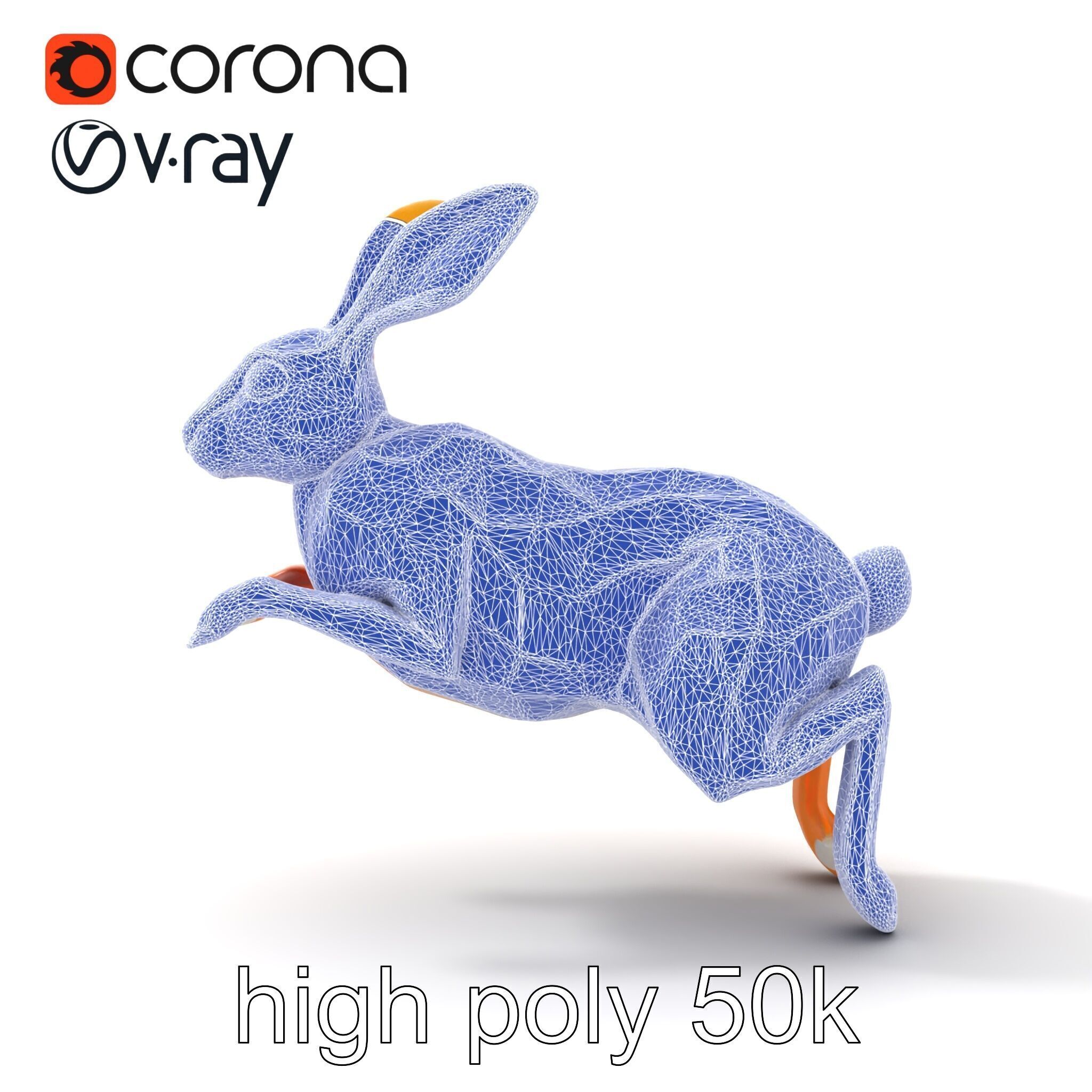 Dynamic Polygonal Hare Sculpture model pack Low-poly 3D model_29