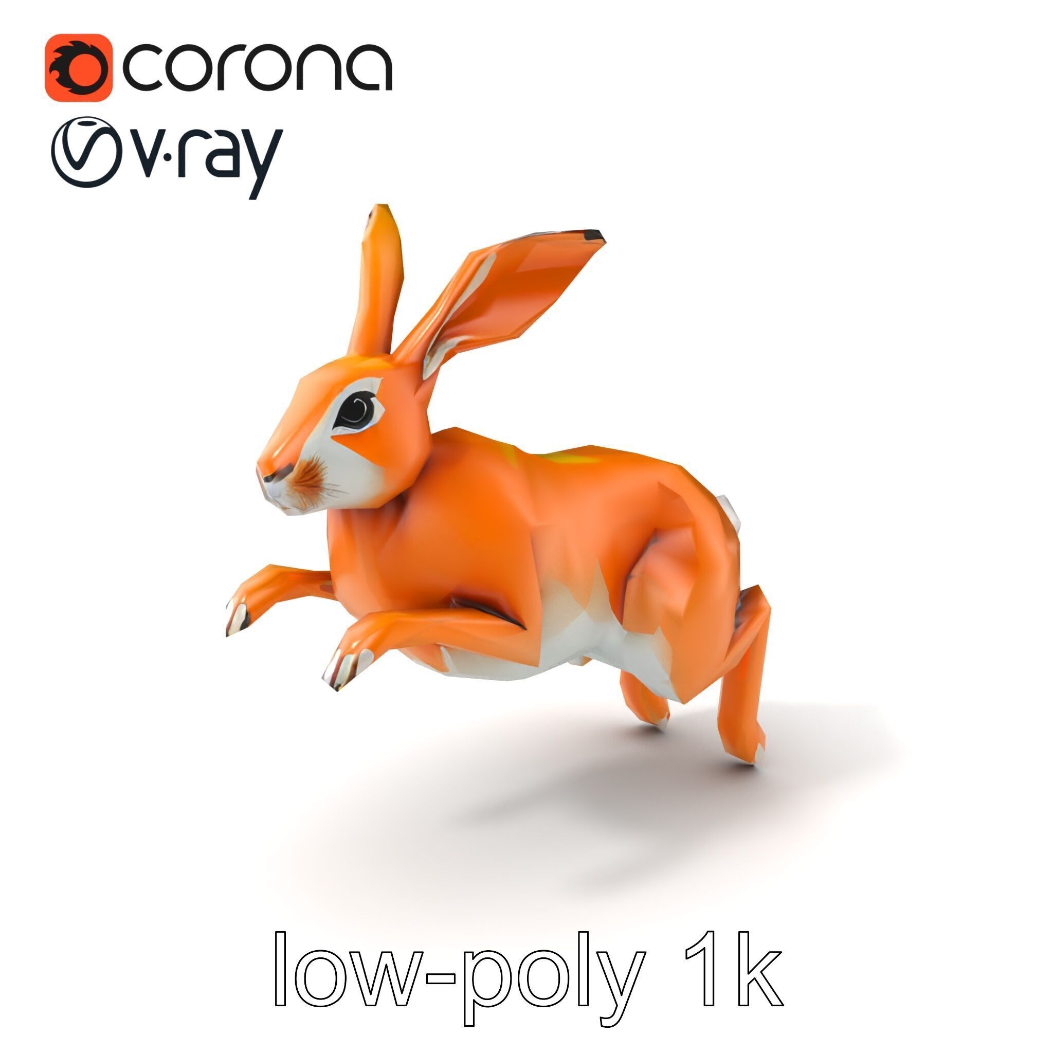 Dynamic Polygonal Hare Sculpture model pack Low-poly 3D model_5