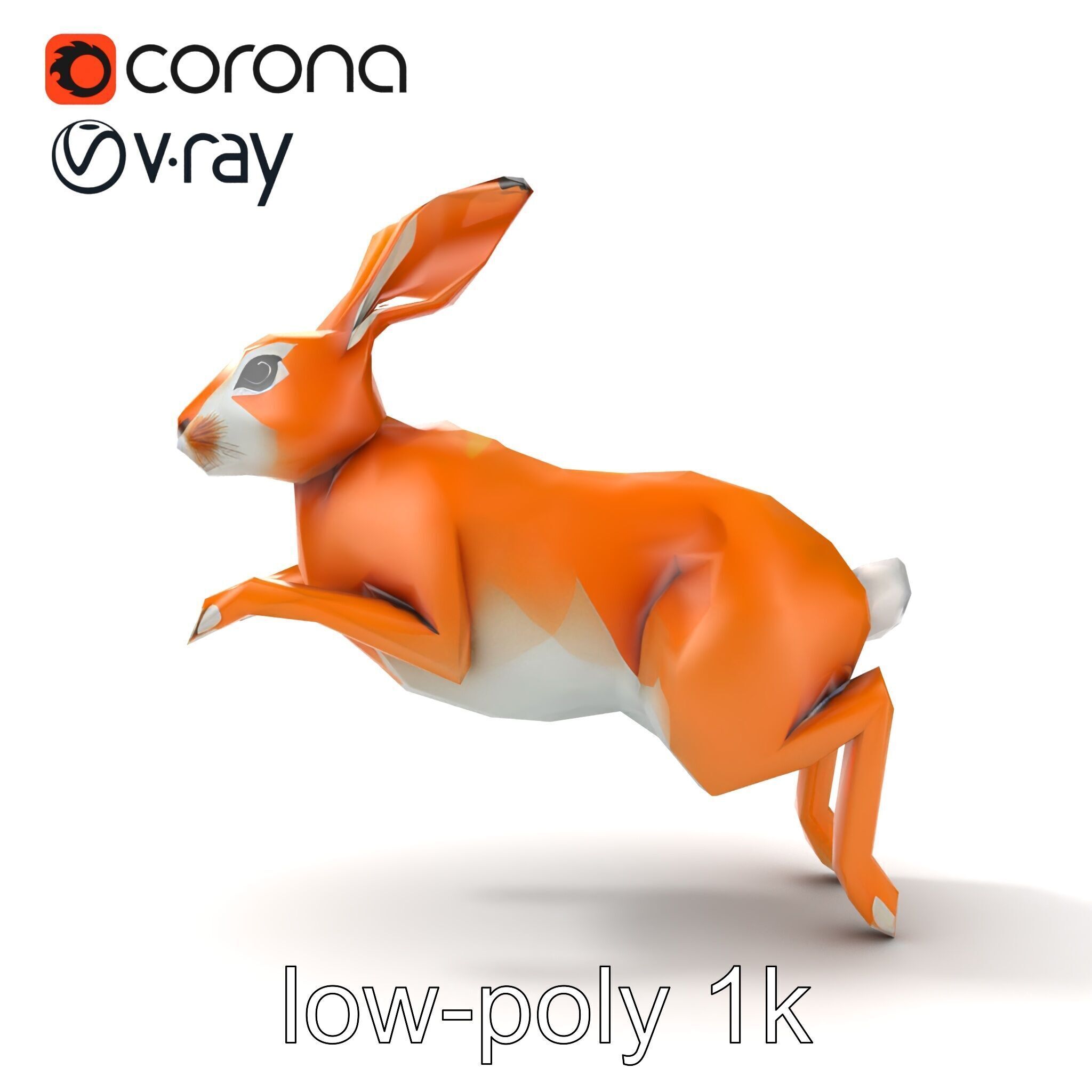 Dynamic Polygonal Hare Sculpture model pack Low-poly 3D model_17