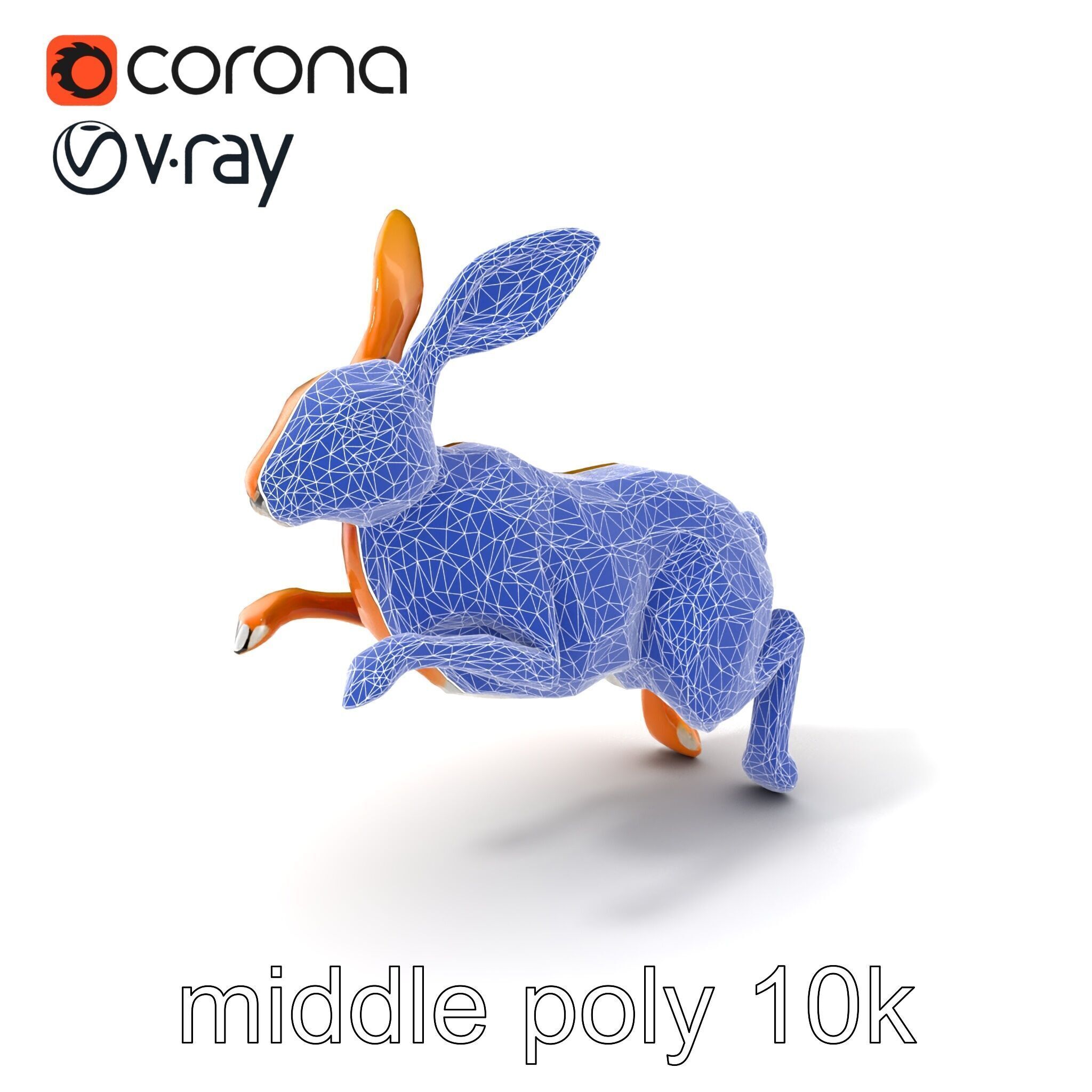Dynamic Polygonal Hare Sculpture model pack Low-poly 3D model_6