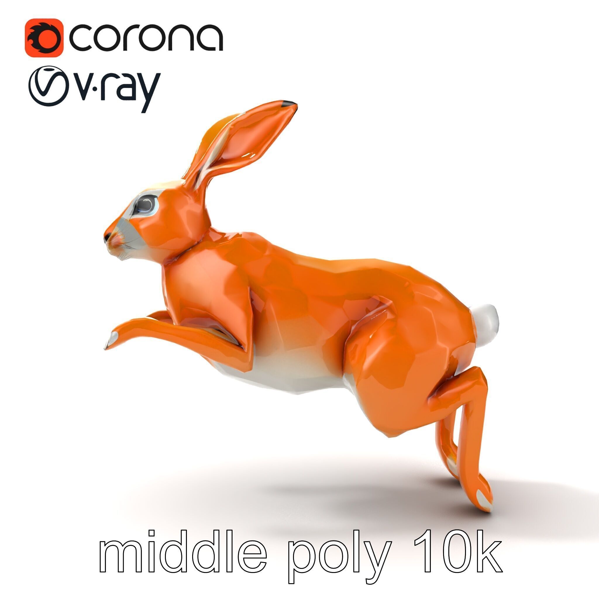 Dynamic Polygonal Hare Sculpture model pack Low-poly 3D model_18
