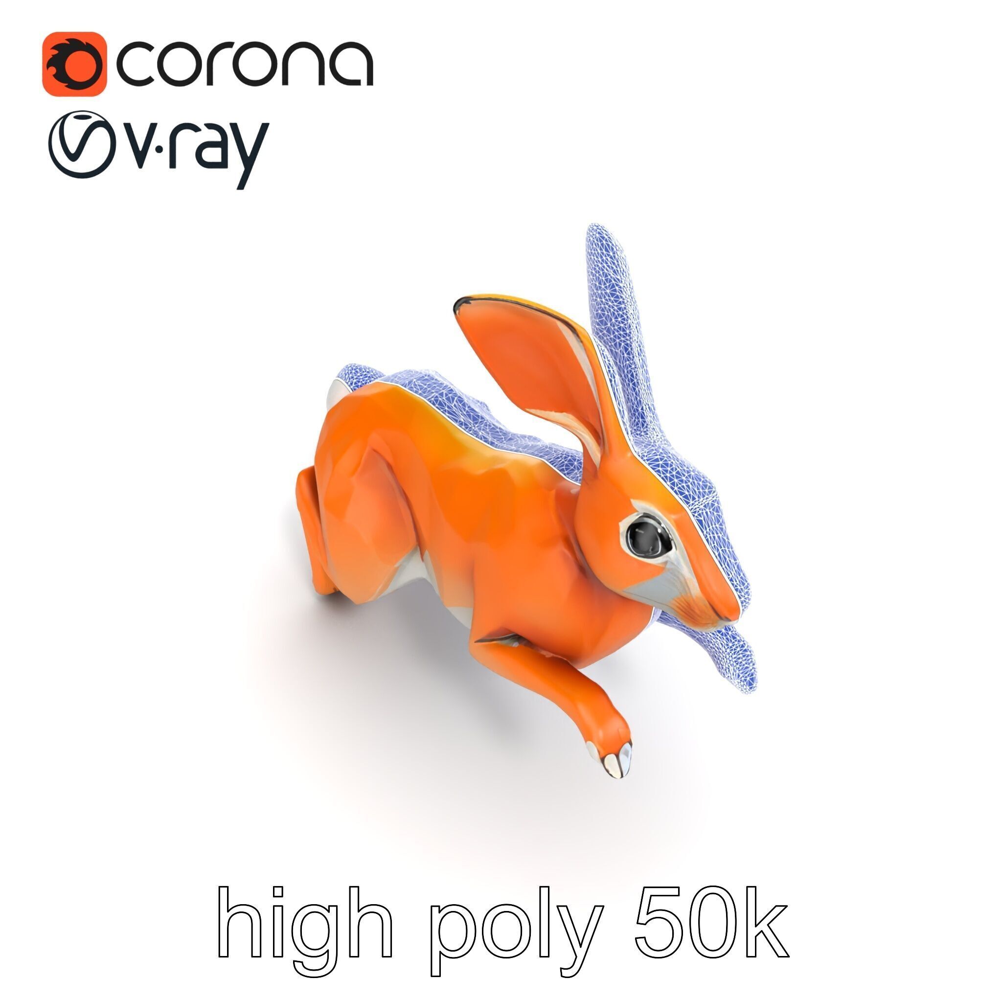 Dynamic Polygonal Hare Sculpture model pack Low-poly 3D model_24