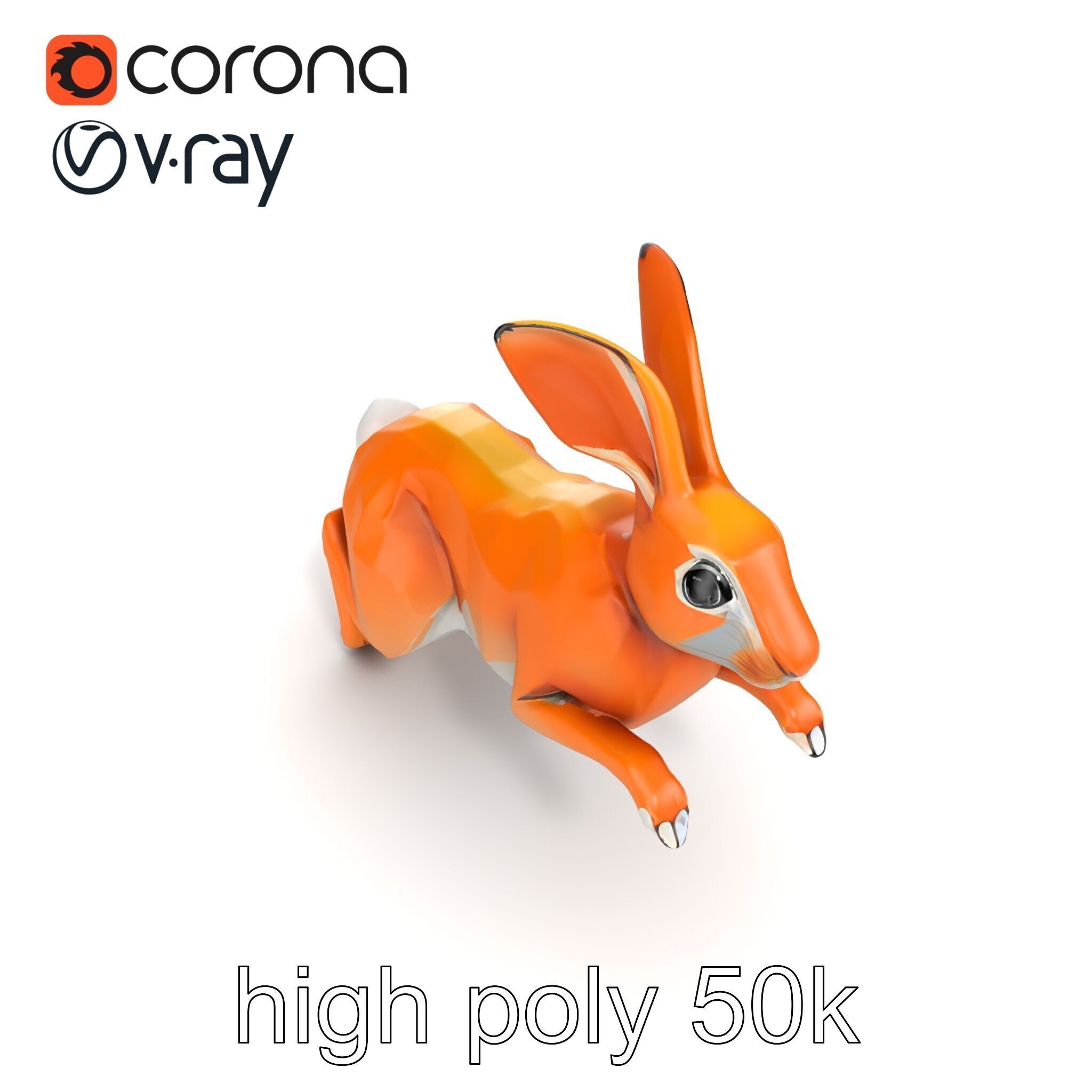 Dynamic Polygonal Hare Sculpture model pack Low-poly 3D model_14