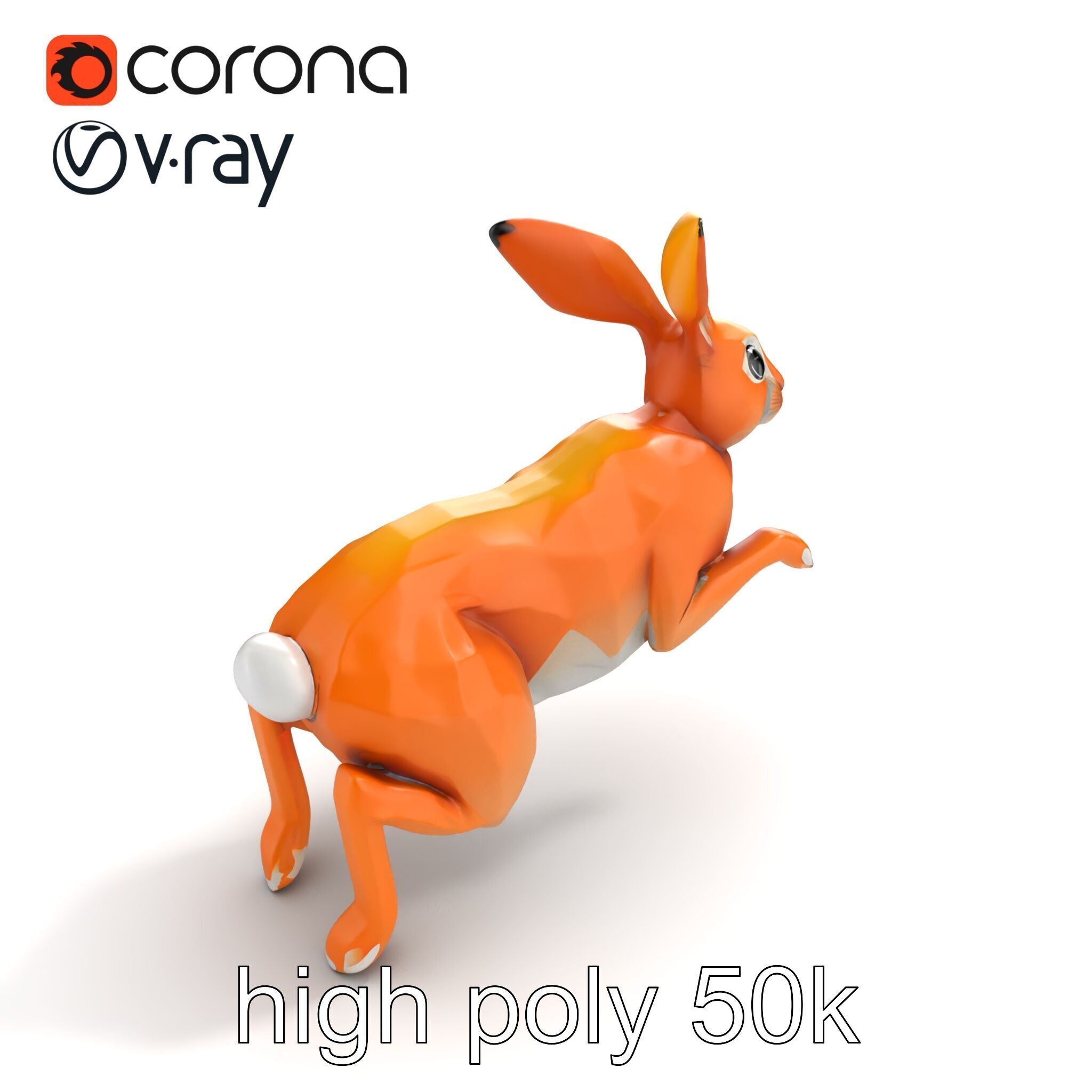 Dynamic Polygonal Hare Sculpture model pack Low-poly 3D model_23