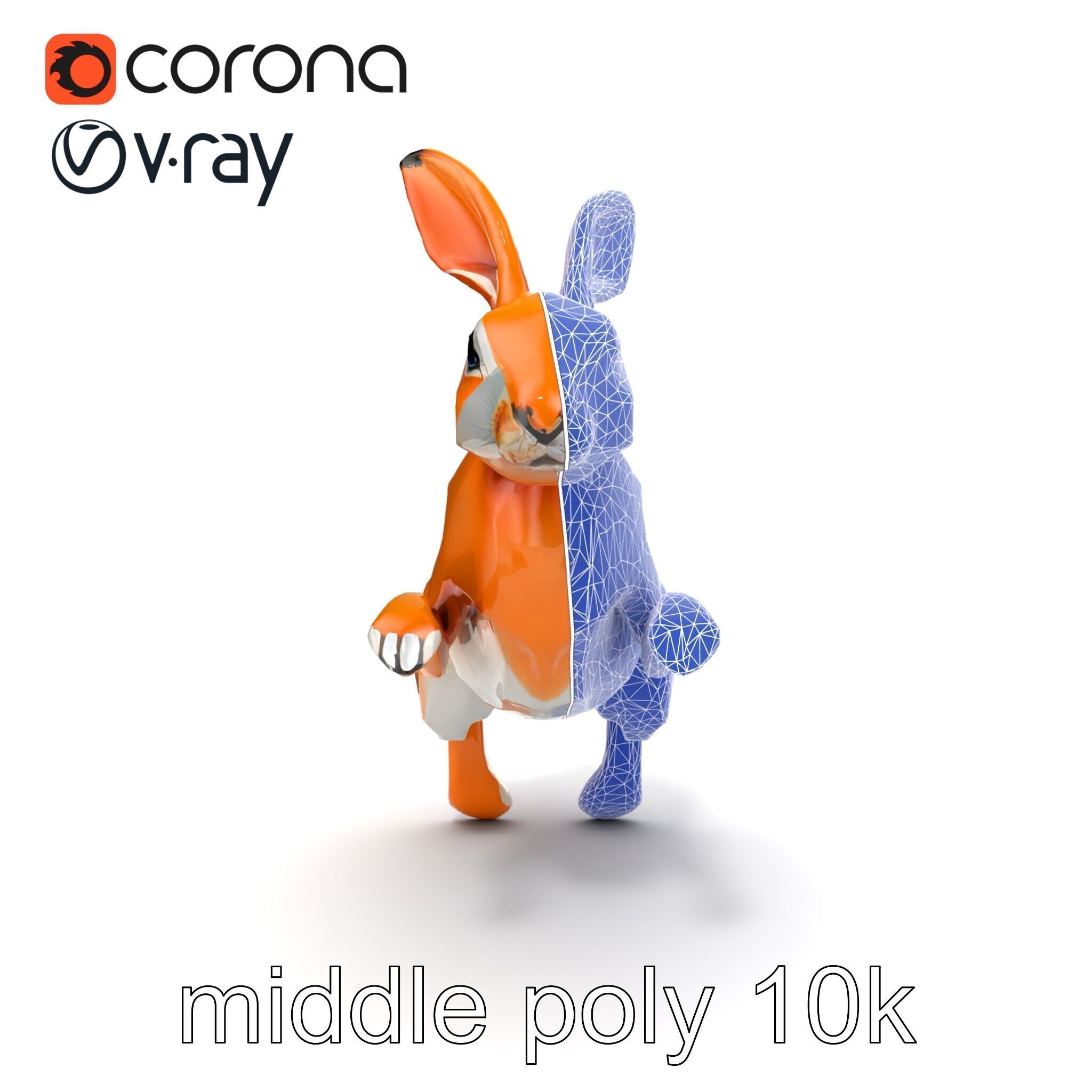 Dynamic Polygonal Hare Sculpture model pack Low-poly 3D model_25
