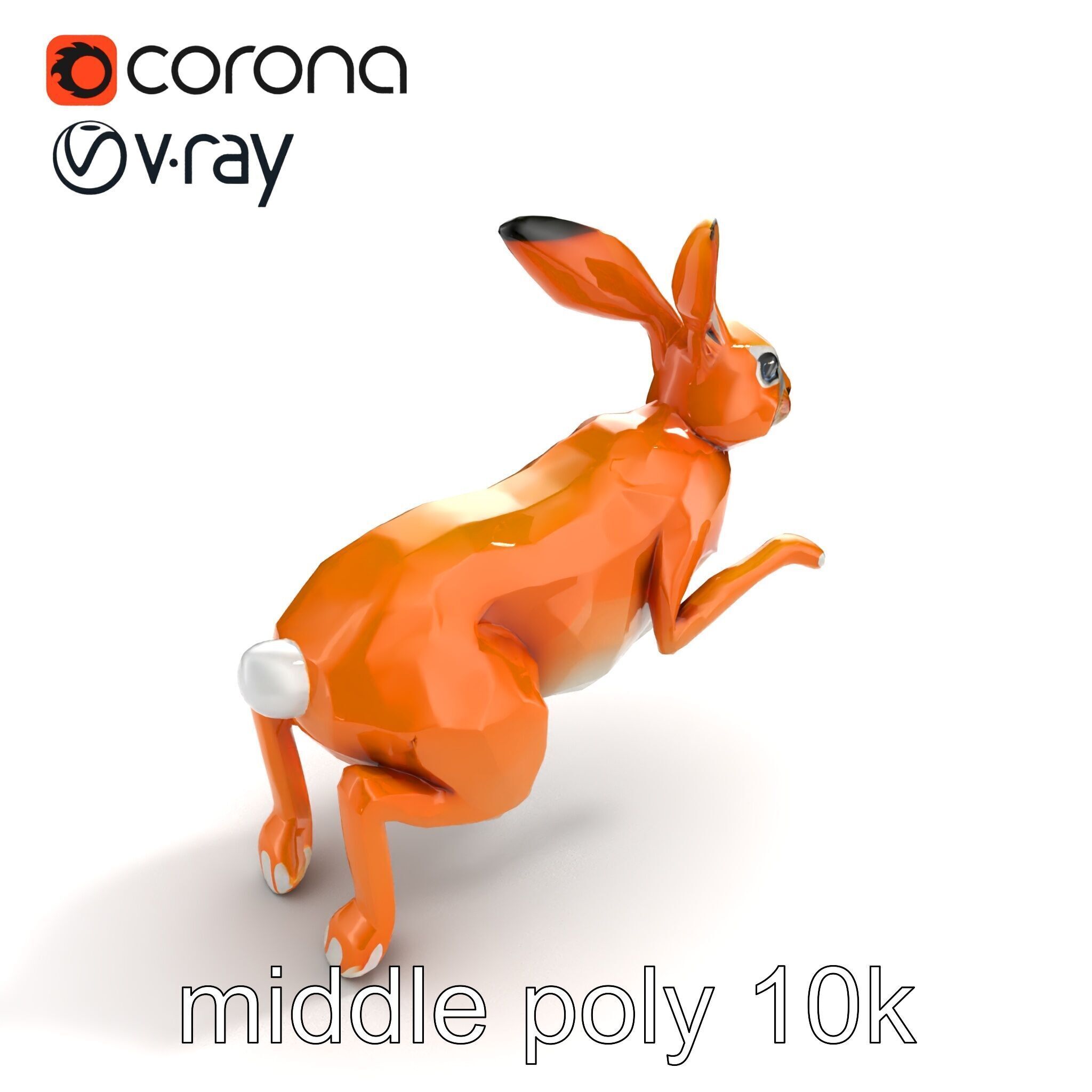 Dynamic Polygonal Hare Sculpture model pack Low-poly 3D model_8