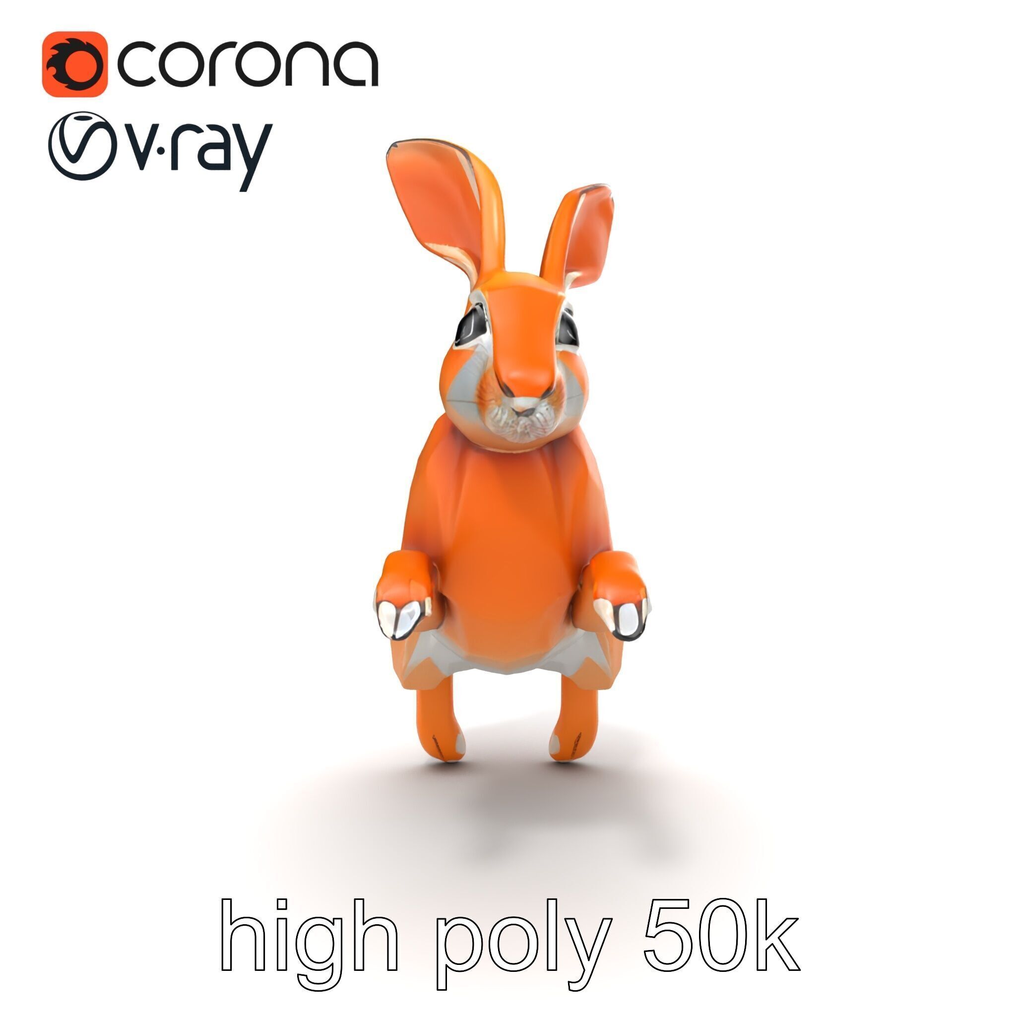 Dynamic Polygonal Hare Sculpture model pack Low-poly 3D model_21