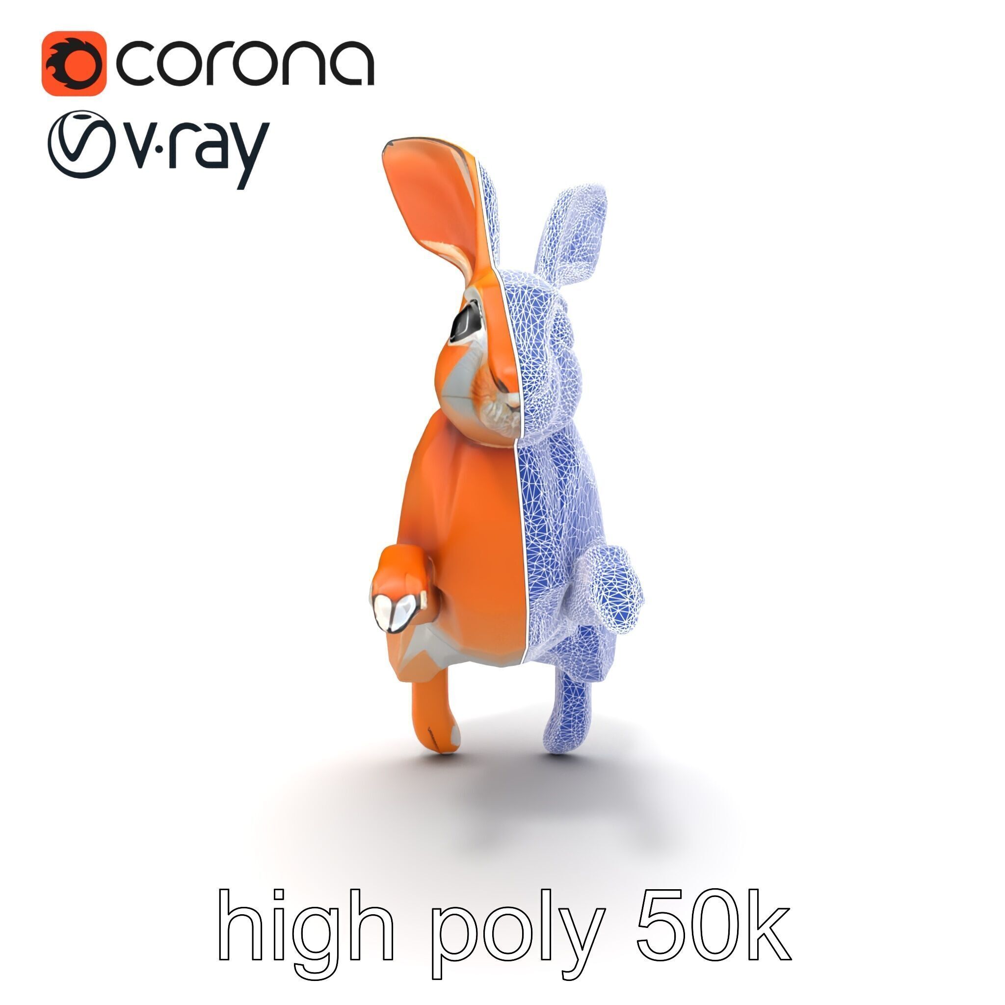 Dynamic Polygonal Hare Sculpture model pack Low-poly 3D model_19