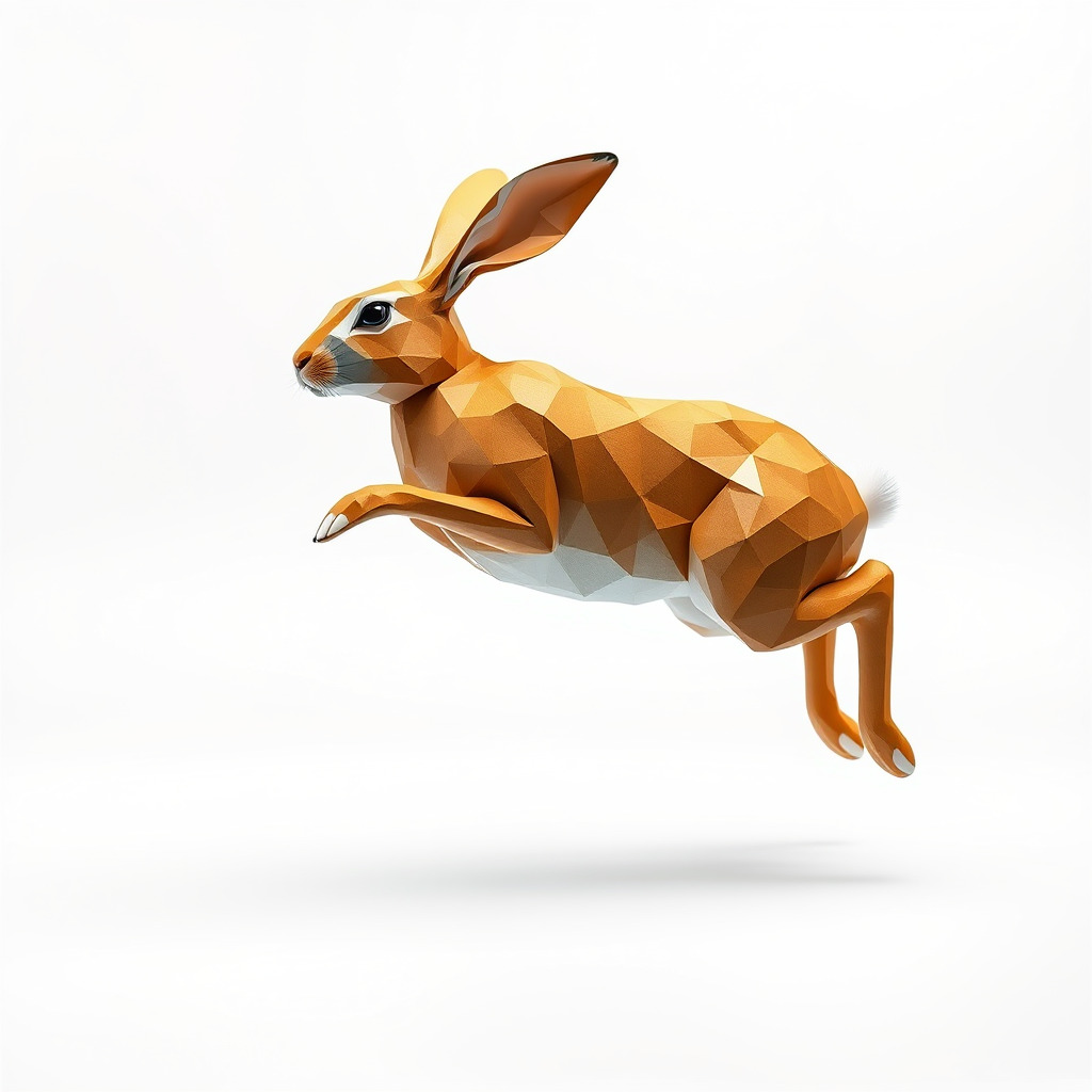 Dynamic Polygonal Hare Sculpture model pack Low-poly 3D model_4