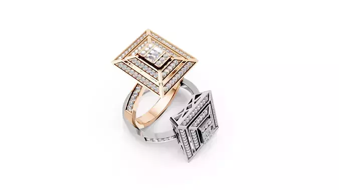 Baguette Diamond Ring 3d model printable 3D print model 