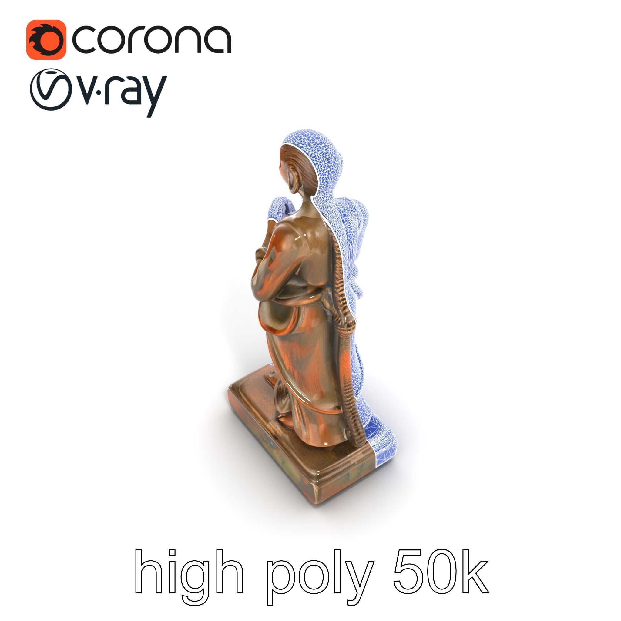 Ancient Humanoid Statuette with Intricate Carvings model pack Low-poly 3D model_30